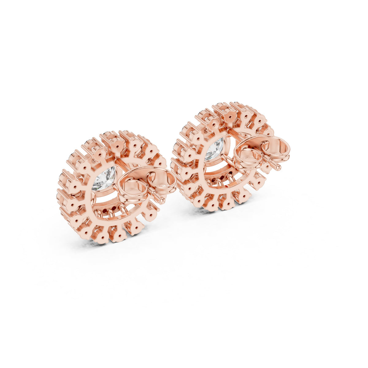 Cushion Floating Halo Diamond Stud Earrings