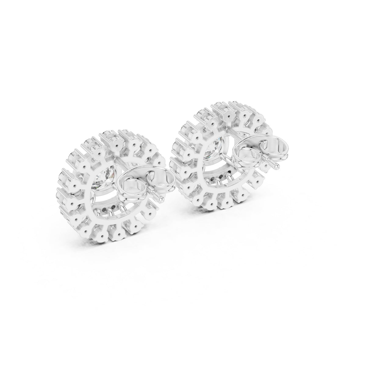 Cushion Floating Halo Diamond Stud Earrings