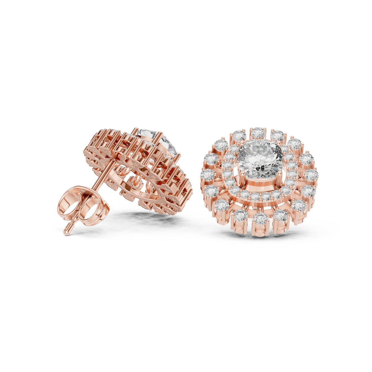 Cushion Floating Halo Diamond Stud Earrings