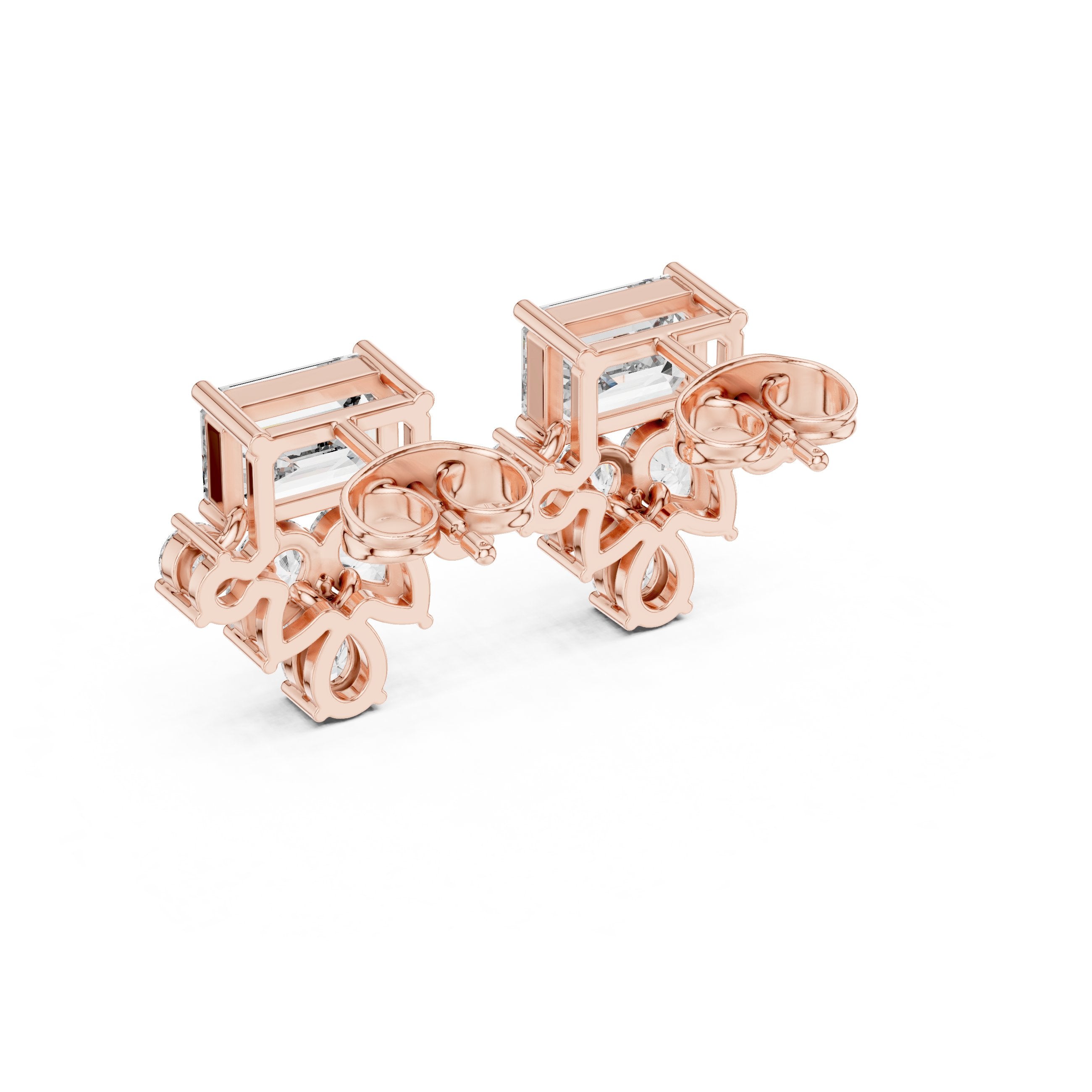 Cushion Crown Halo Diamond Stud Earrings in Rose Gold - VYKA Diamonds