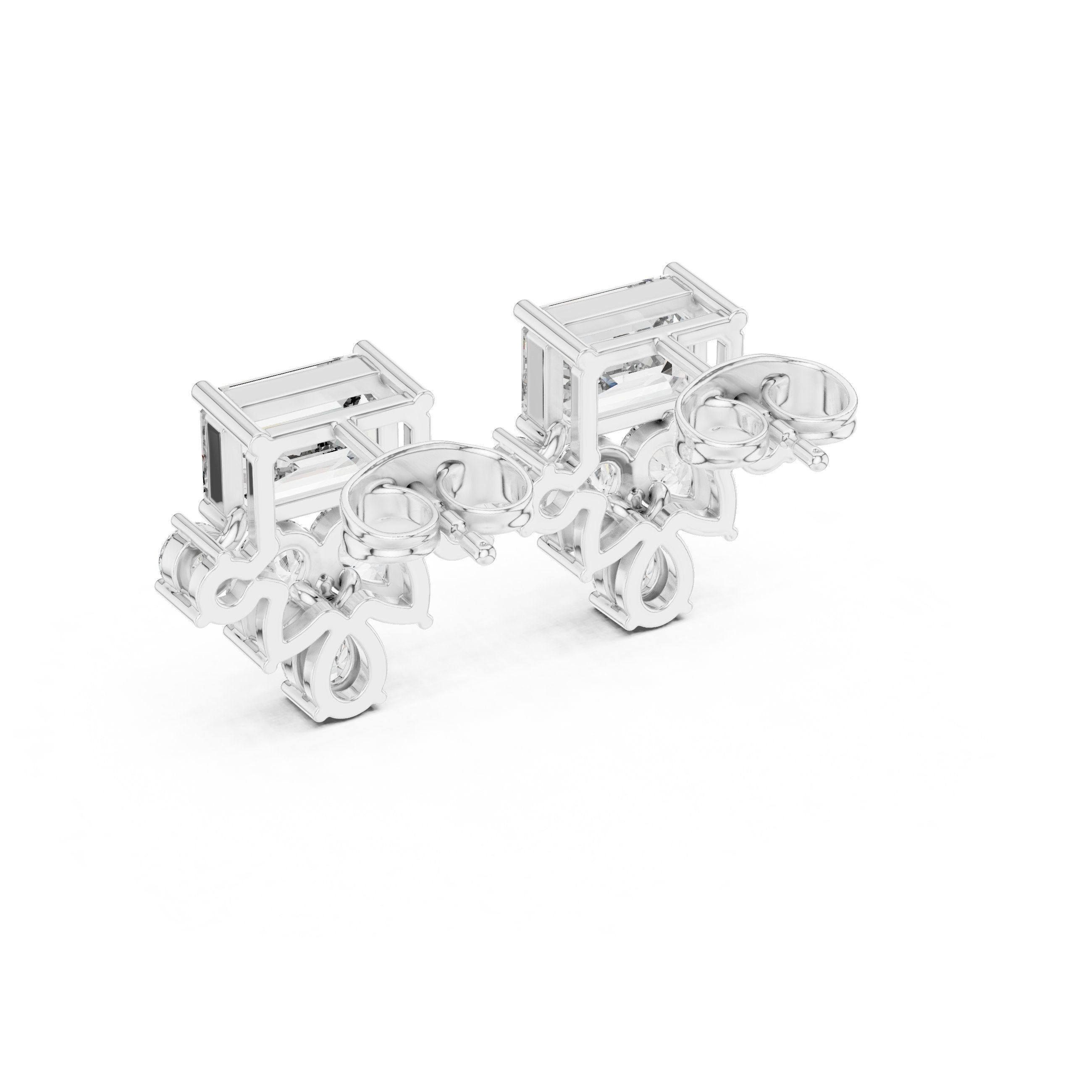 Cushion Crown Halo Diamond Stud Earrings in White Gold - VYKA Diamonds