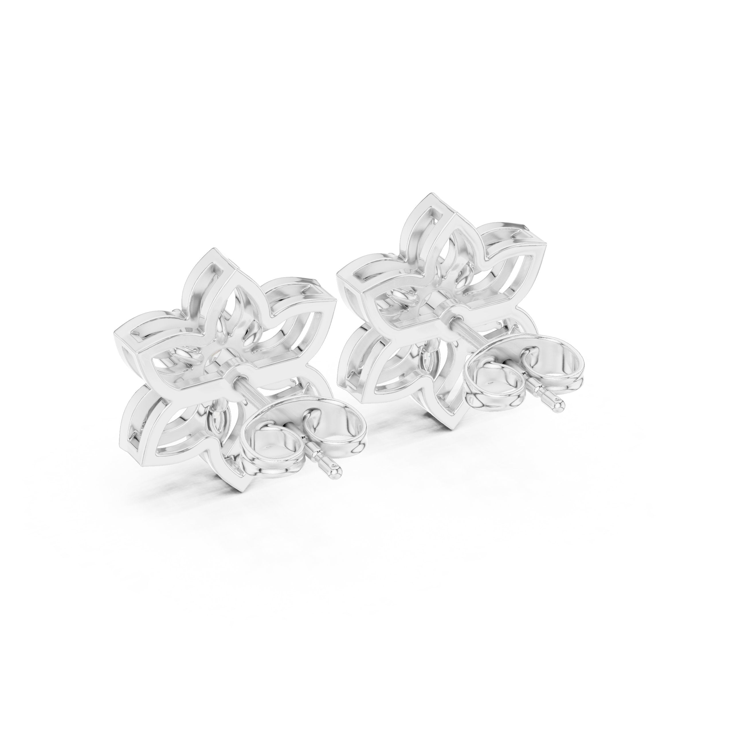 Radiant Crown Halo Diamond Stud Earrings in White Gold - VYKA Diamonds