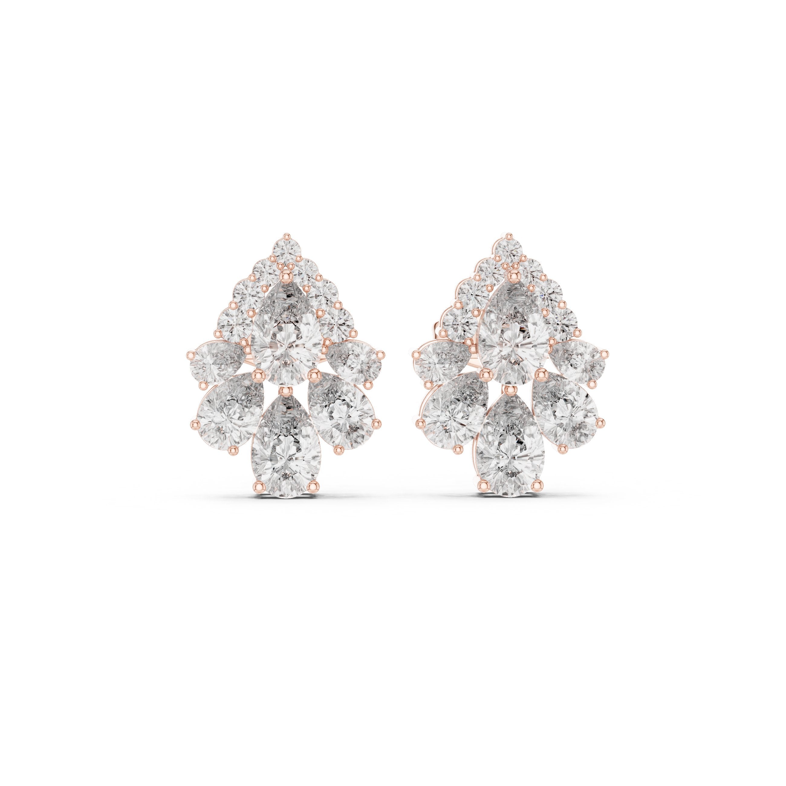 Cushion Ornate Halo Diamond Stud Earrings in Rose Gold - VYKA Diamonds