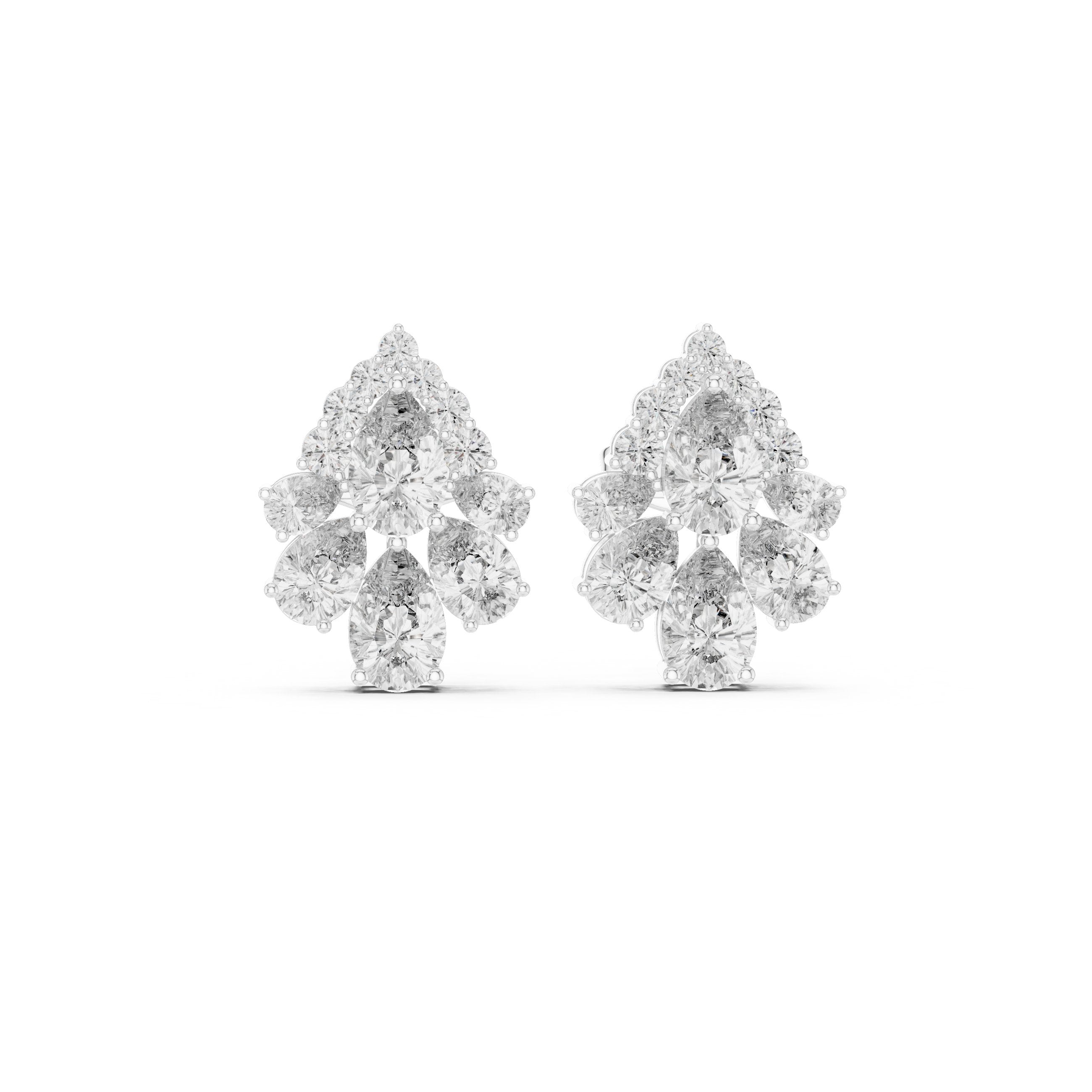 Cushion Ornate Halo Diamond Stud Earrings in White Gold - VYKA Diamonds