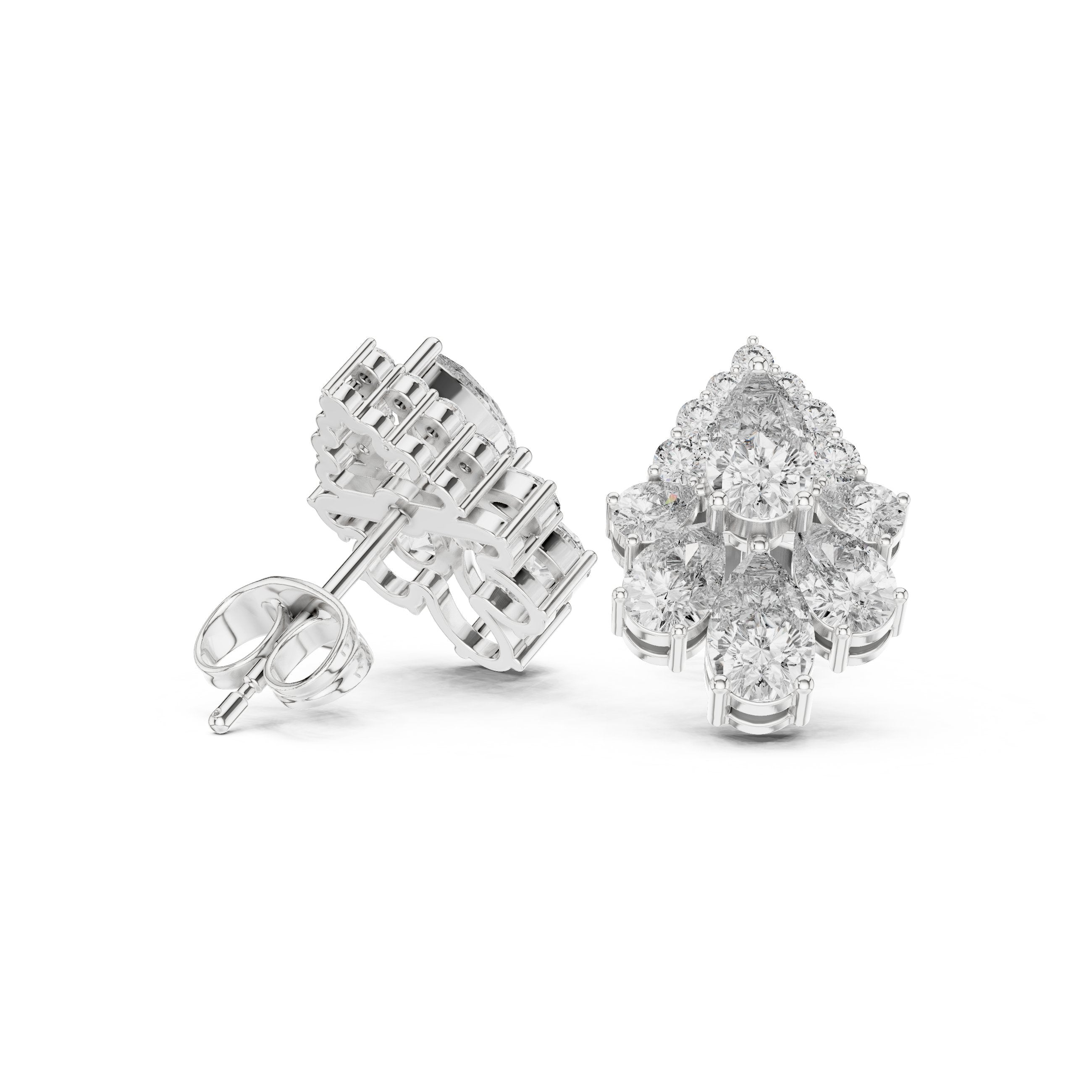 Cushion Ornate Halo Diamond Stud Earrings in White Gold - VYKA Diamonds