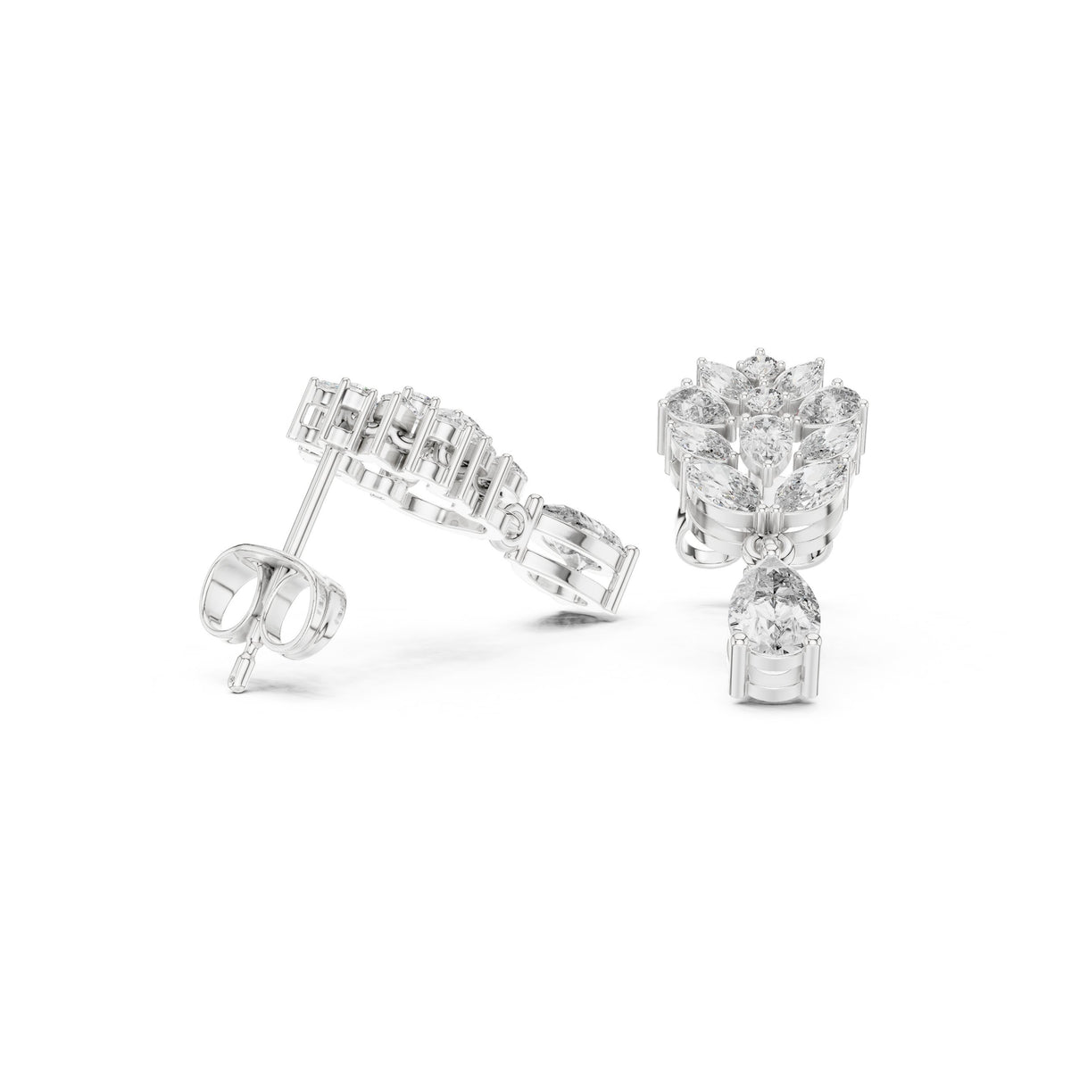 Radiant Ornate Halo Diamond Stud Earrings