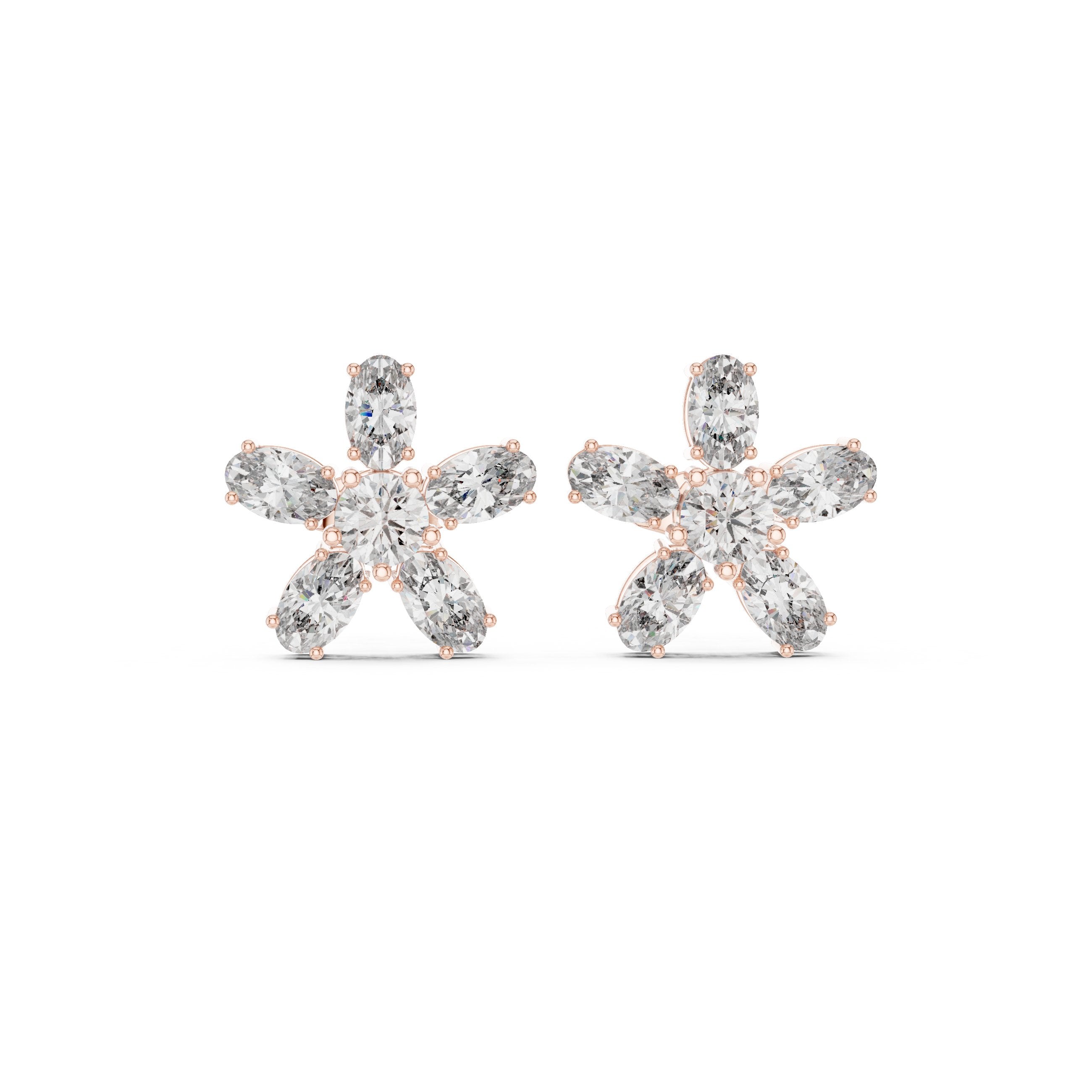 Cushion Tiered Halo Diamond Stud Earrings in Rose Gold - VYKA Diamonds