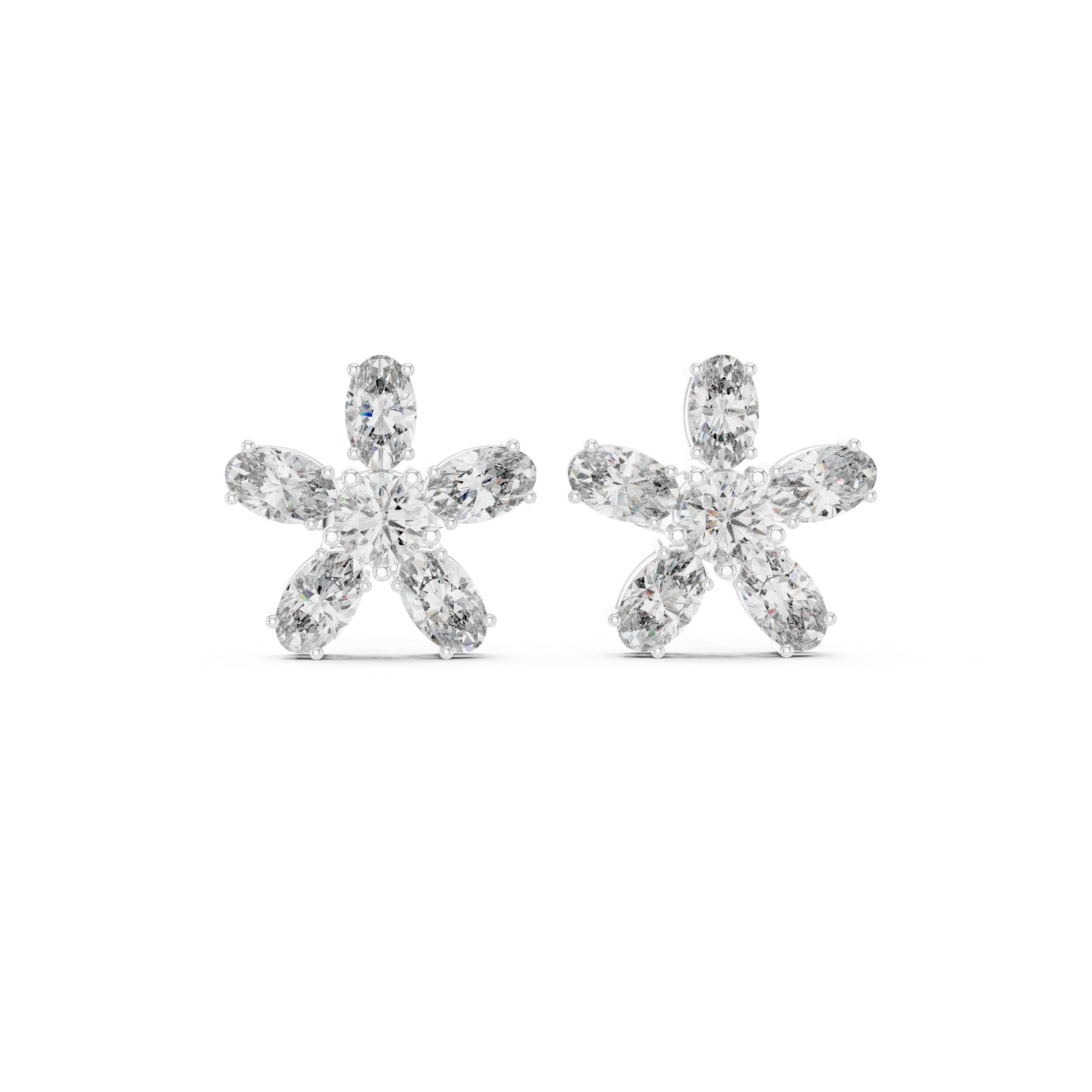 Cushion Tiered Halo Diamond Stud Earrings in White Gold - VYKA Diamonds