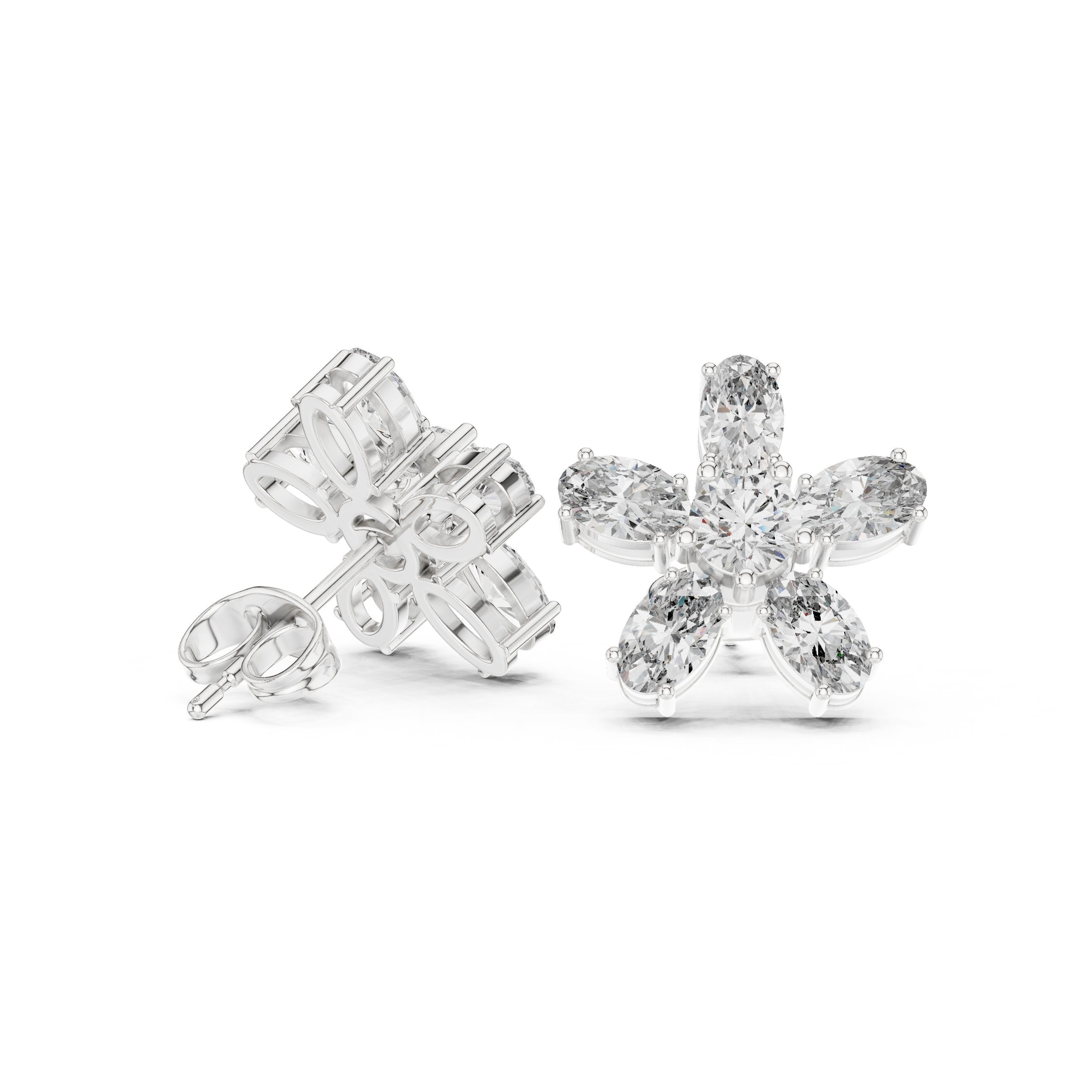 Cushion Tiered Halo Diamond Stud Earrings in White Gold - VYKA Diamonds