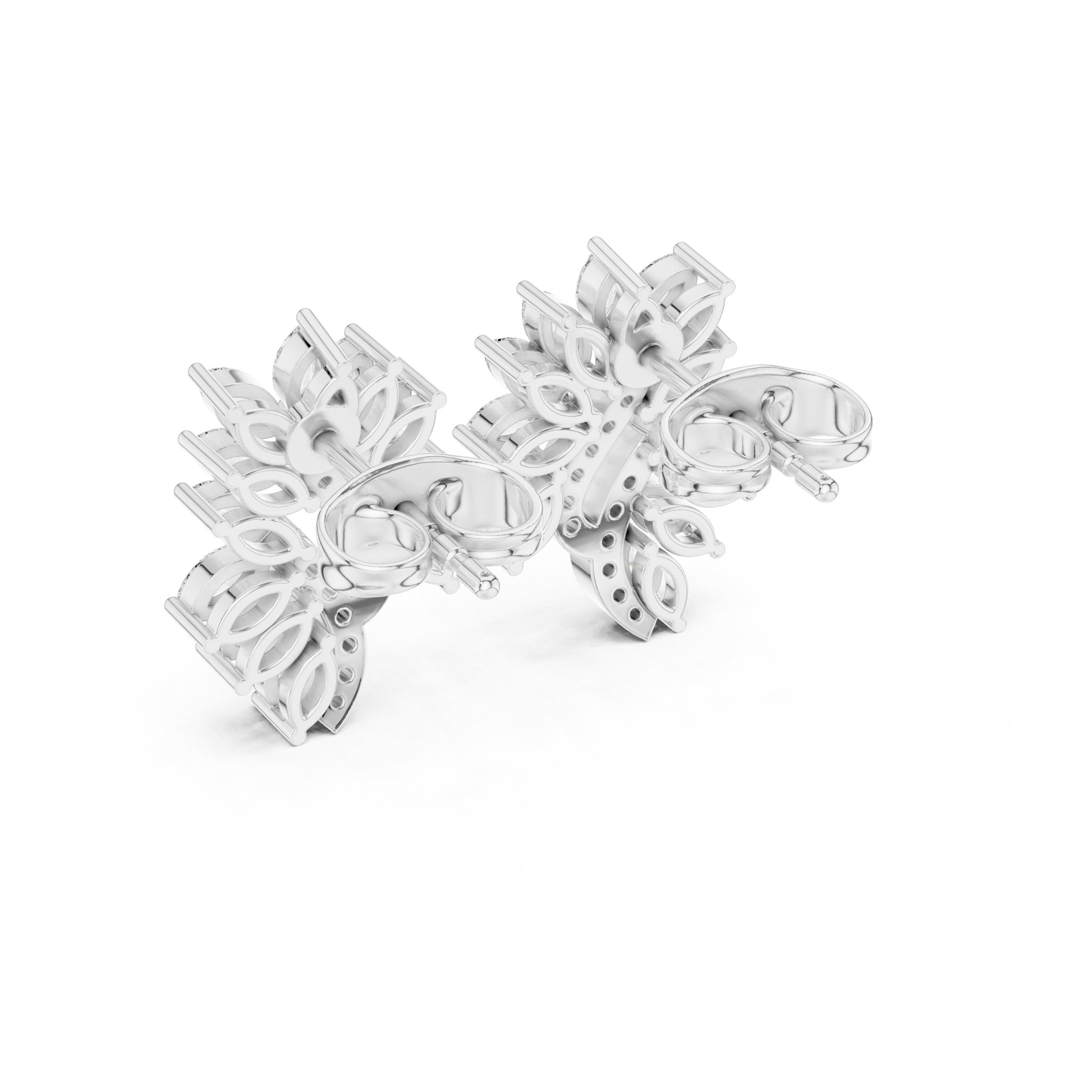 Radiant Tiered Halo Diamond Stud Earrings in White Gold - VYKA Diamonds