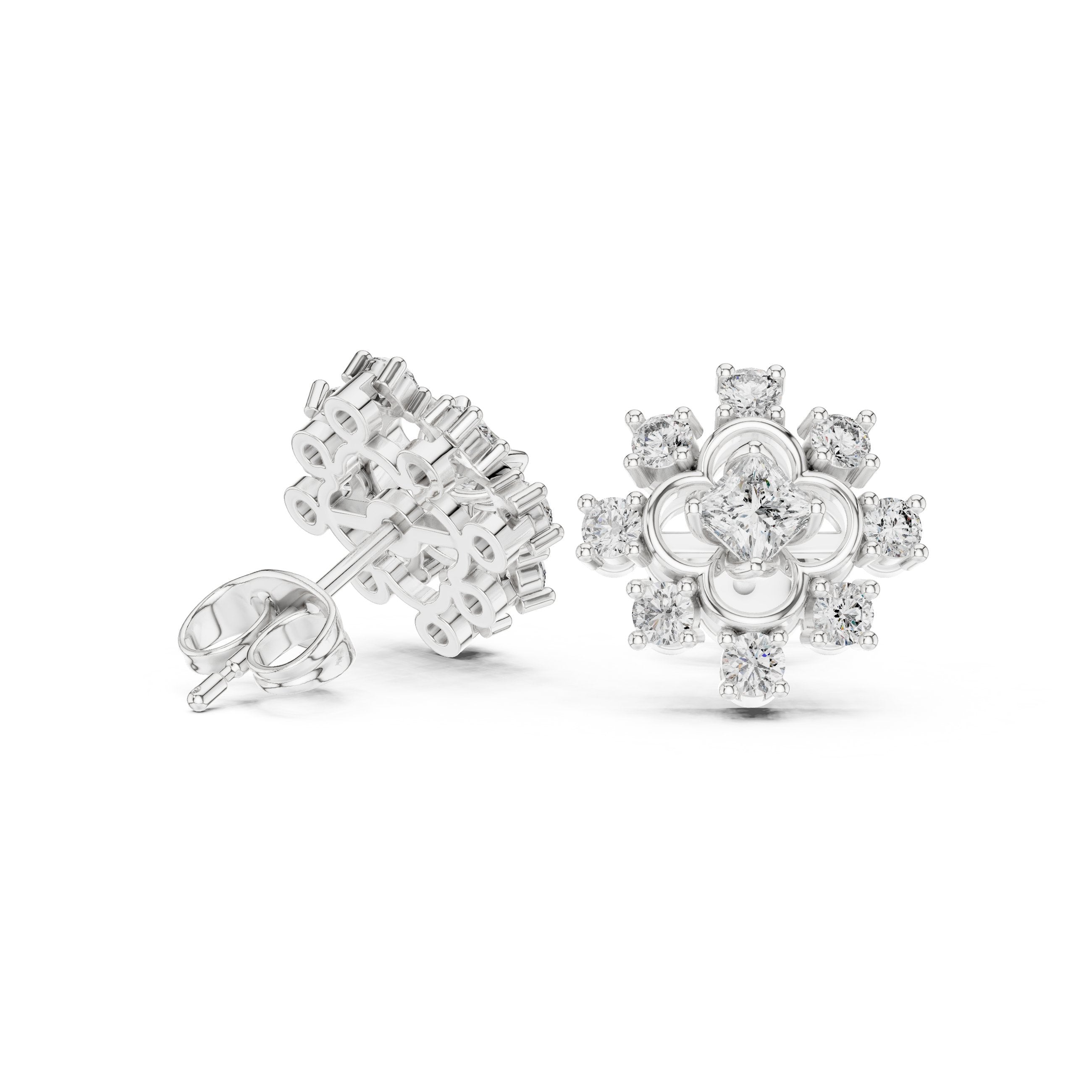 حلقان مرصّعة بألماس بقصة كوشين in White Gold - VYKA Diamonds