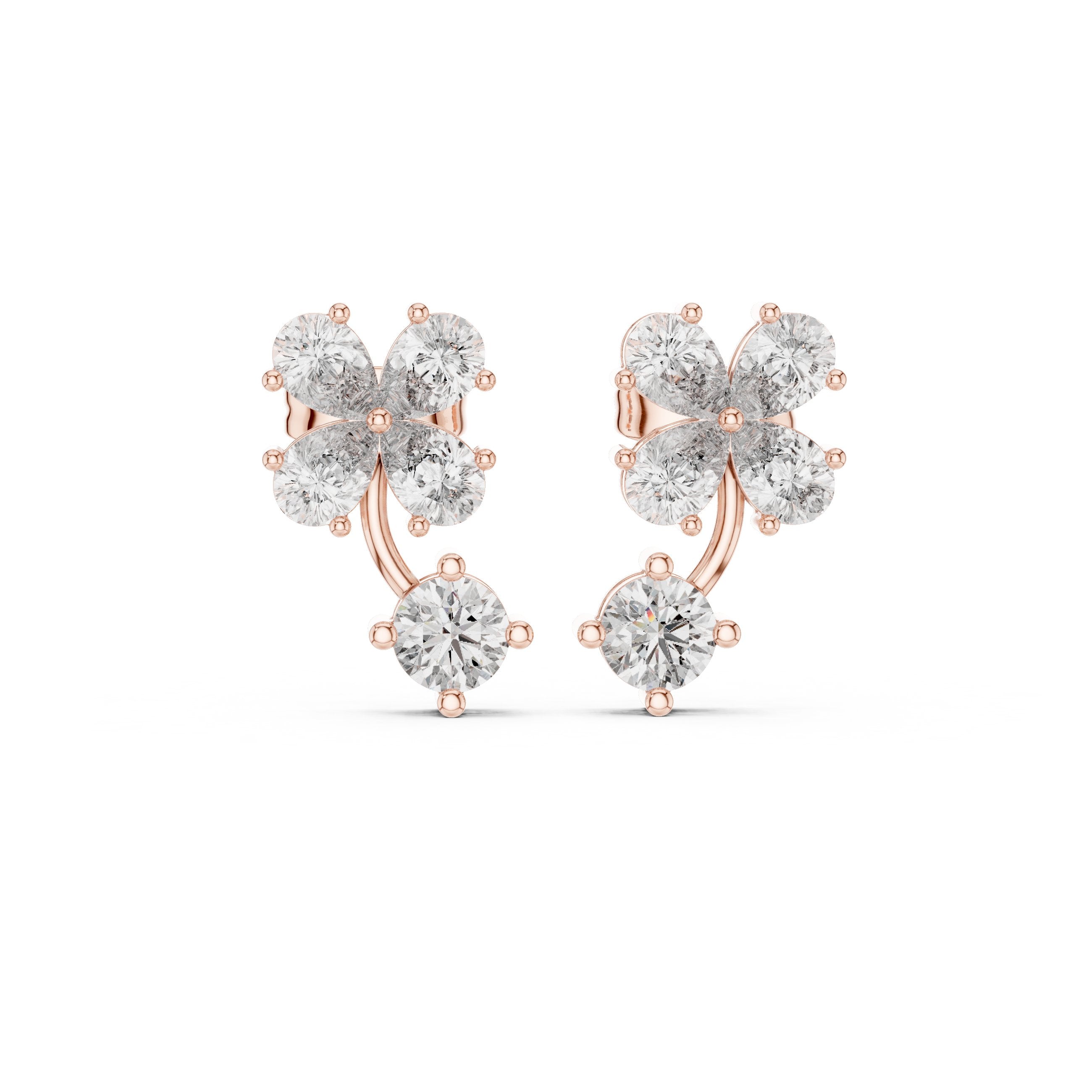 Radiant Prong Set Diamond Stud Earrings in Rose Gold - VYKA Diamonds