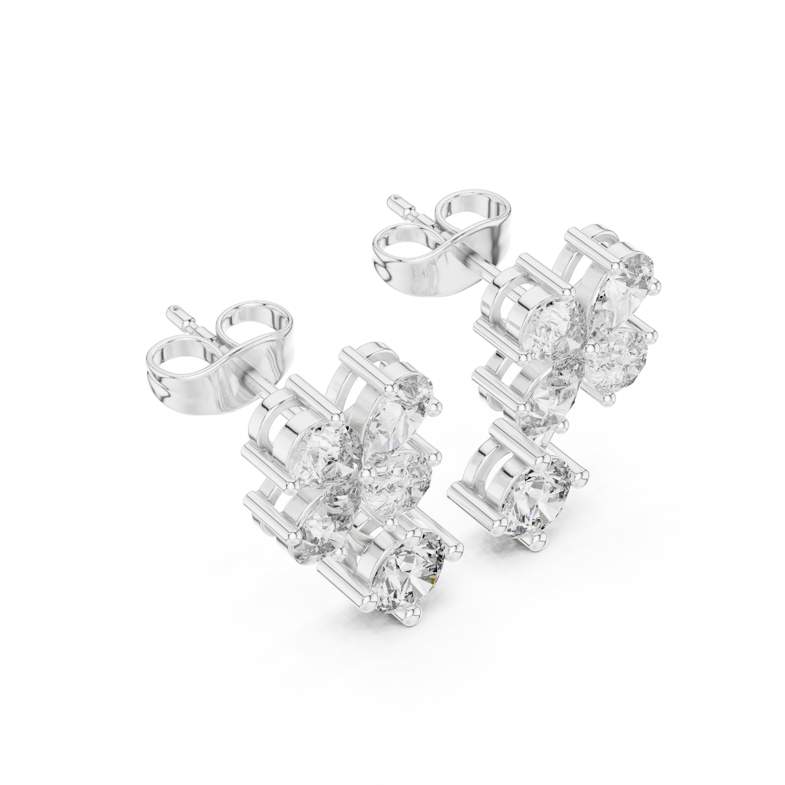 Radiant Prong Set Diamond Stud Earrings in White Gold - VYKA Diamonds