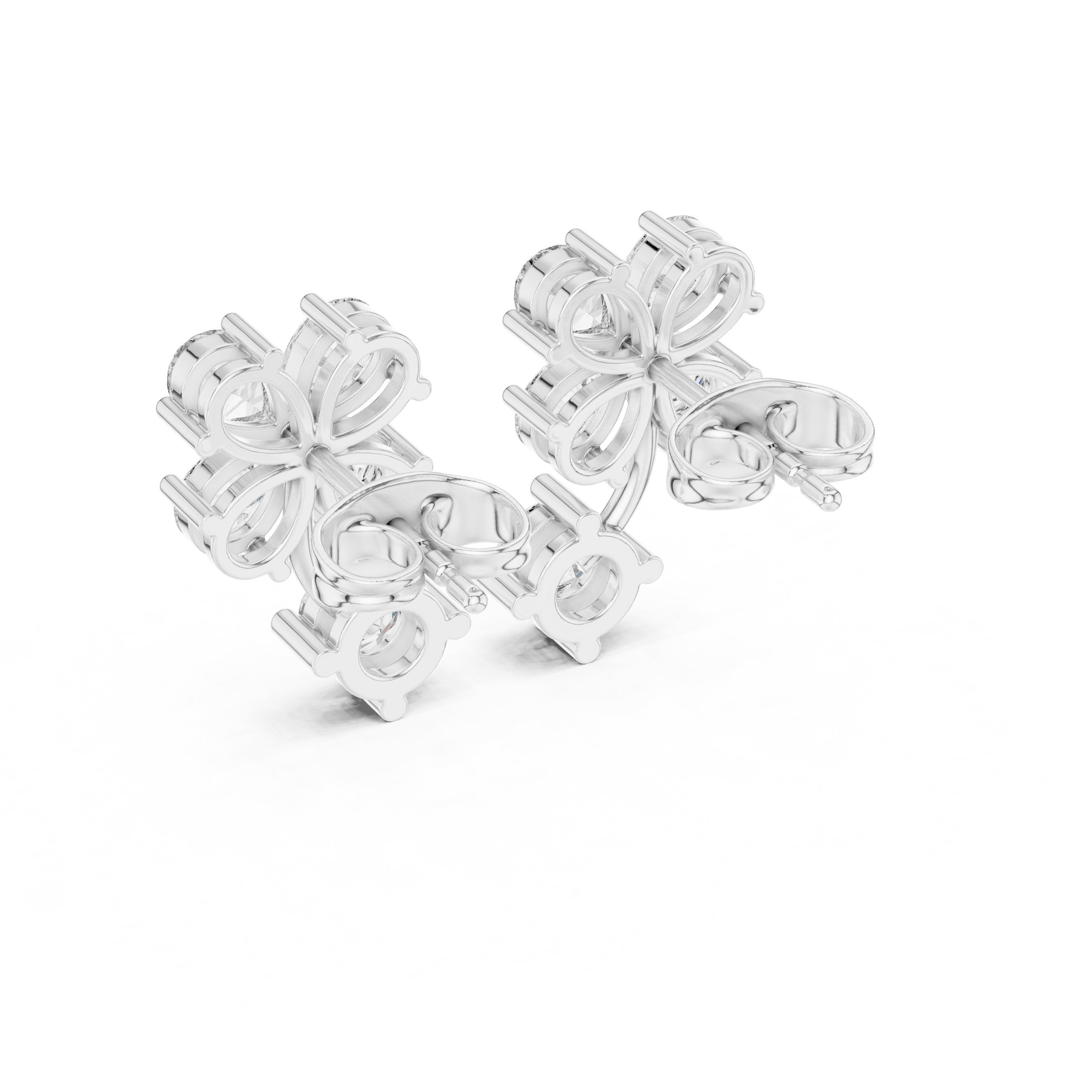 Radiant Prong Set Diamond Stud Earrings in White Gold - VYKA Diamonds