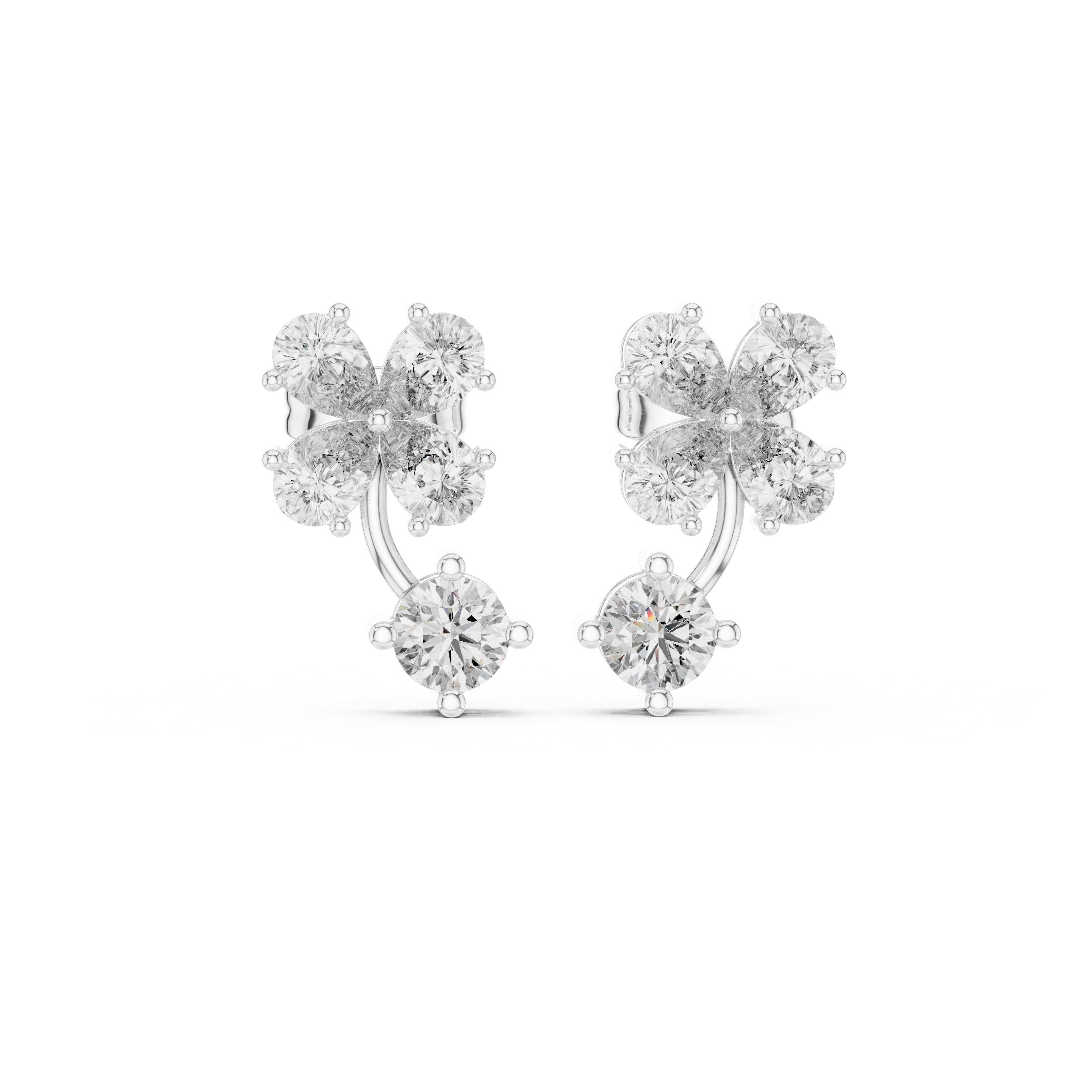 Radiant Prong Set Diamond Stud Earrings in White Gold - VYKA Diamonds