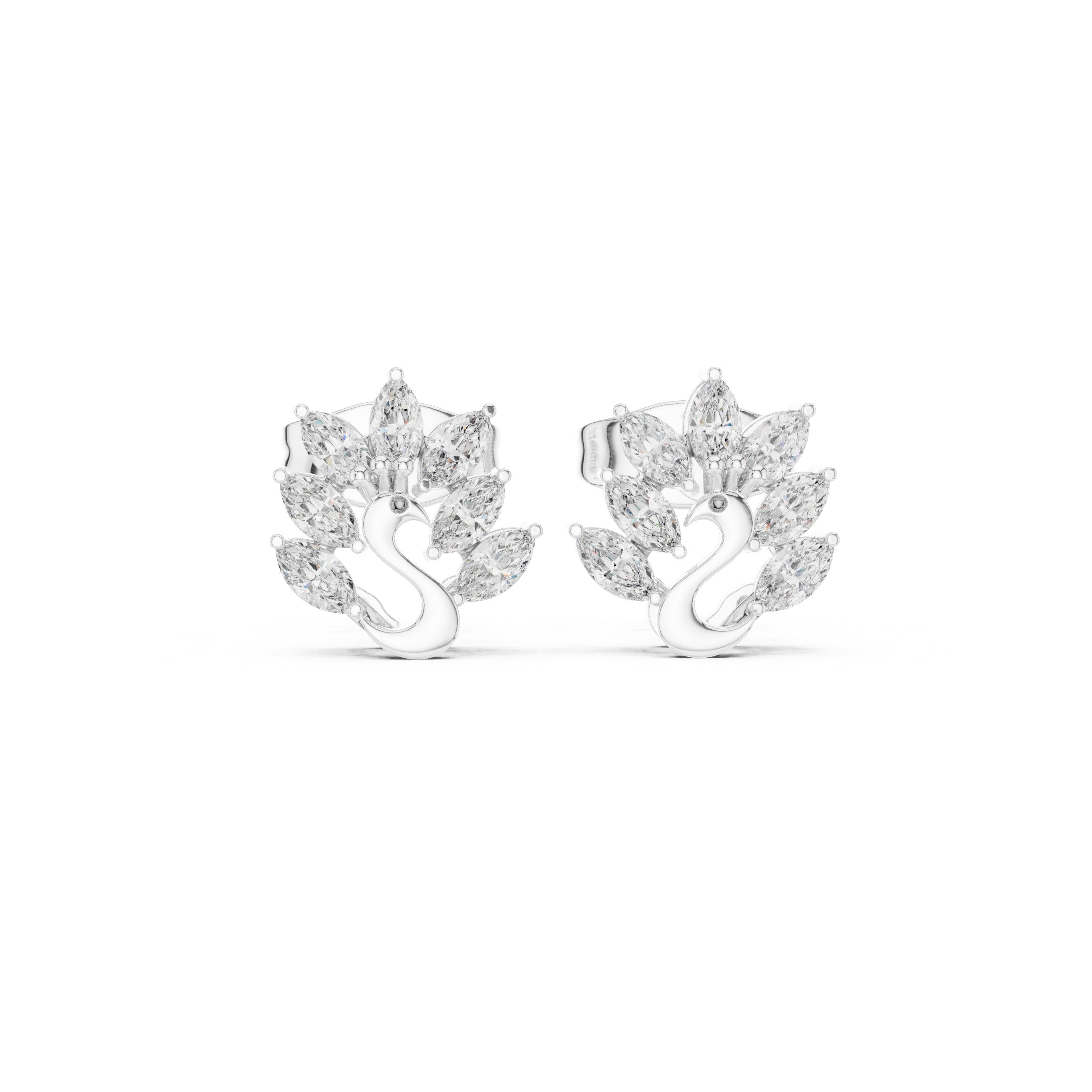 Radiant Solitaire Pave Diamond Stud Earrings in White Gold - VYKA Diamonds