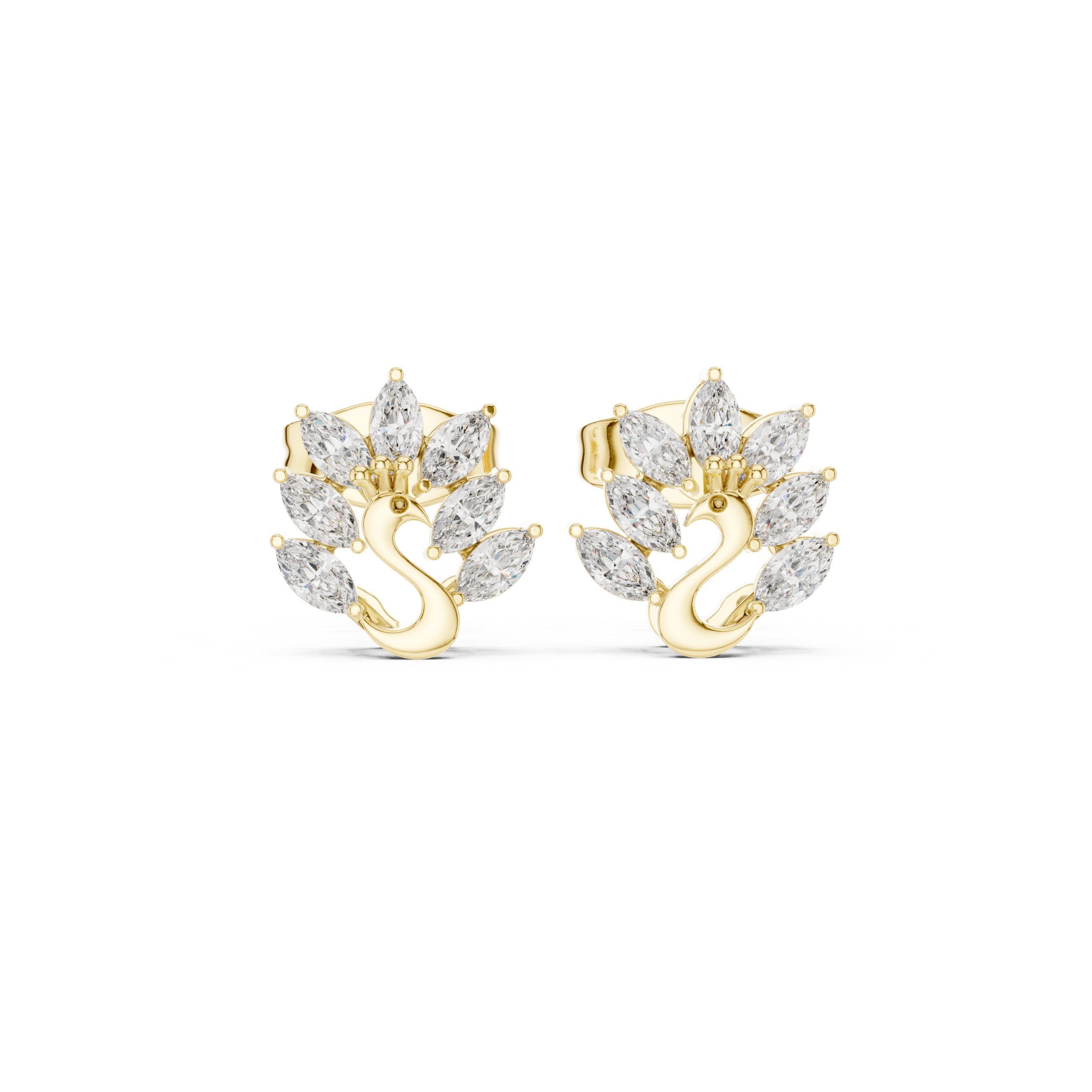 Radiant Solitaire Pave Diamond Stud Earrings in Yellow Gold - VYKA Diamonds