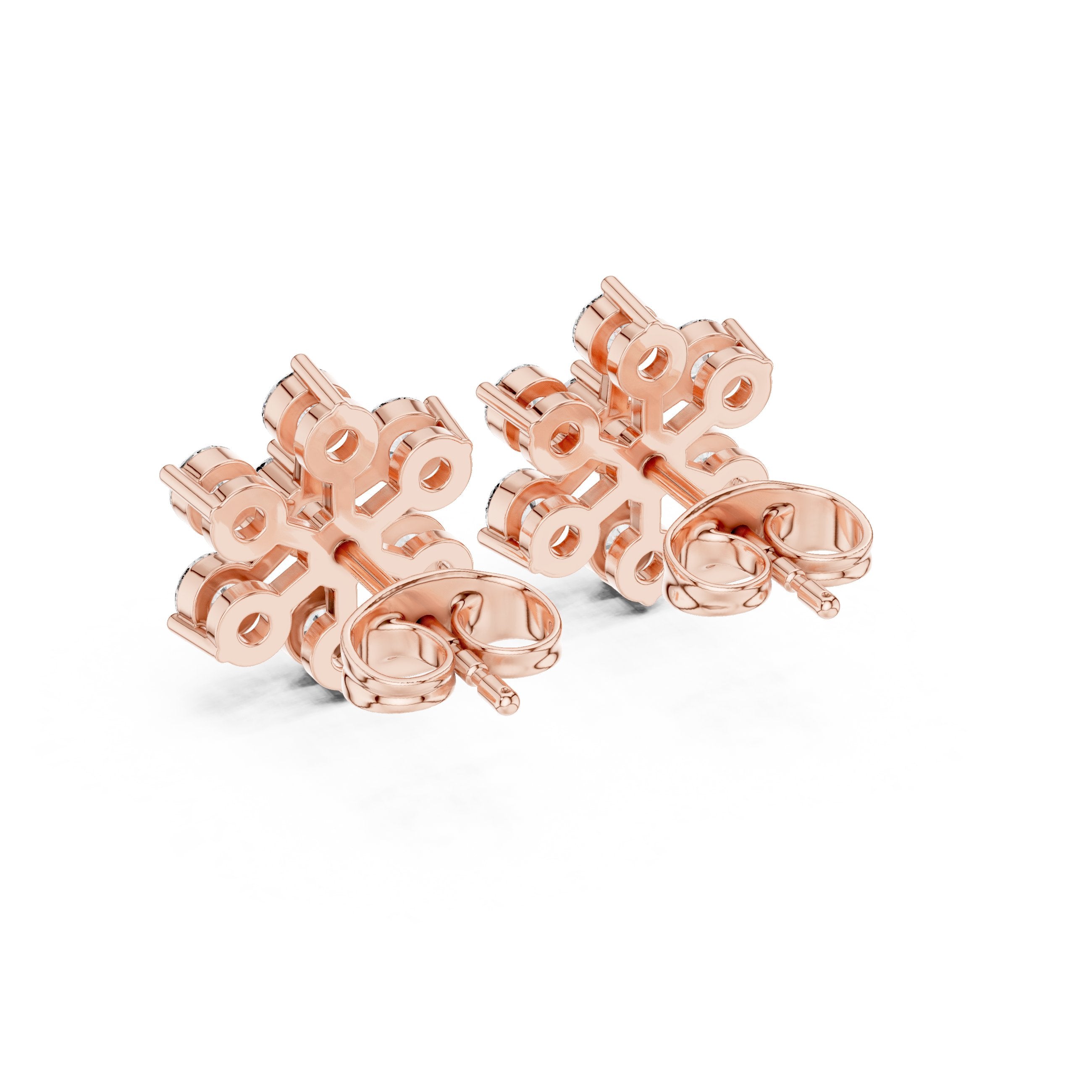 Radiant Halo Lever-Back Diamond Earrings in Rose Gold - VYKA Diamonds