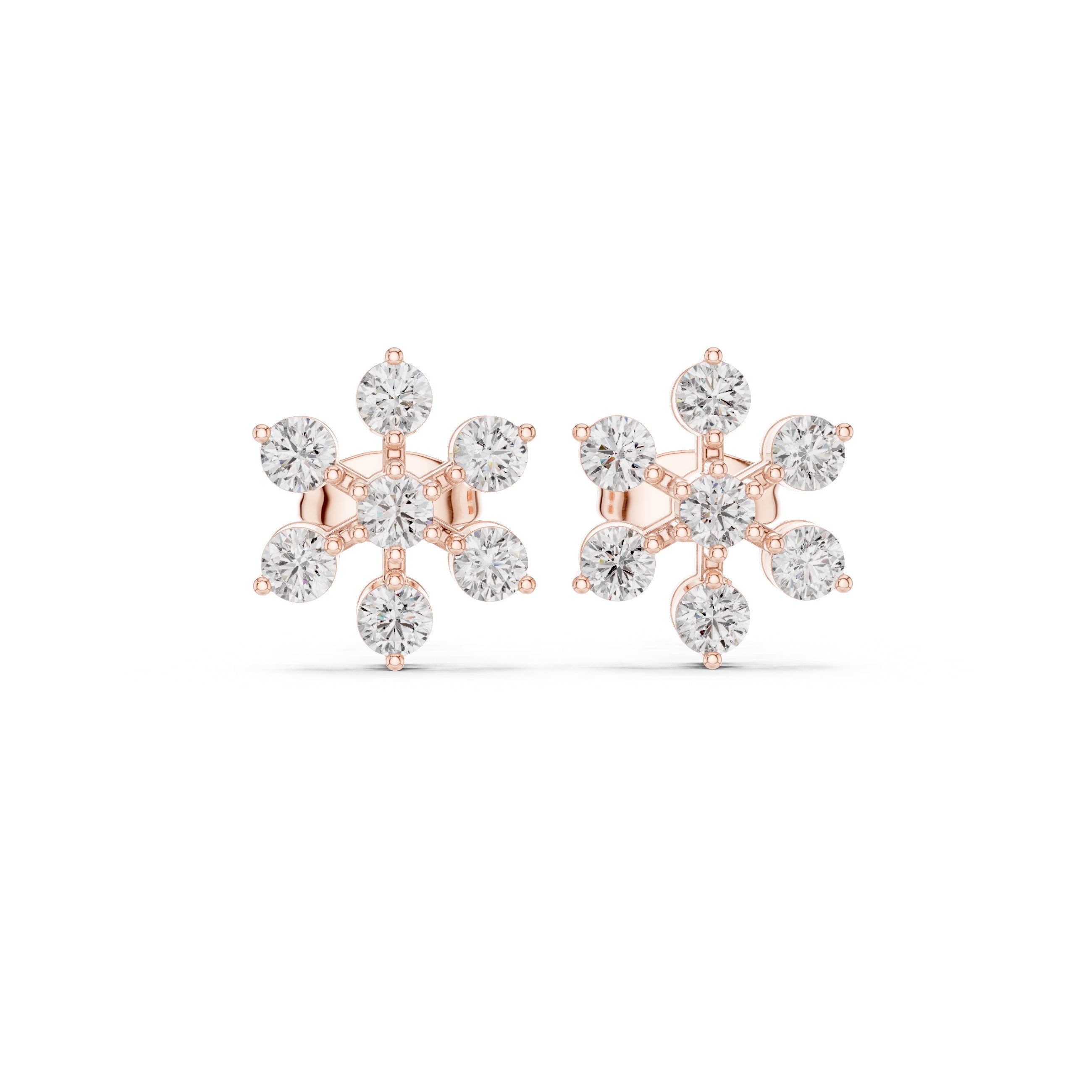 Radiant Halo Lever-Back Diamond Earrings in Rose Gold - VYKA Diamonds