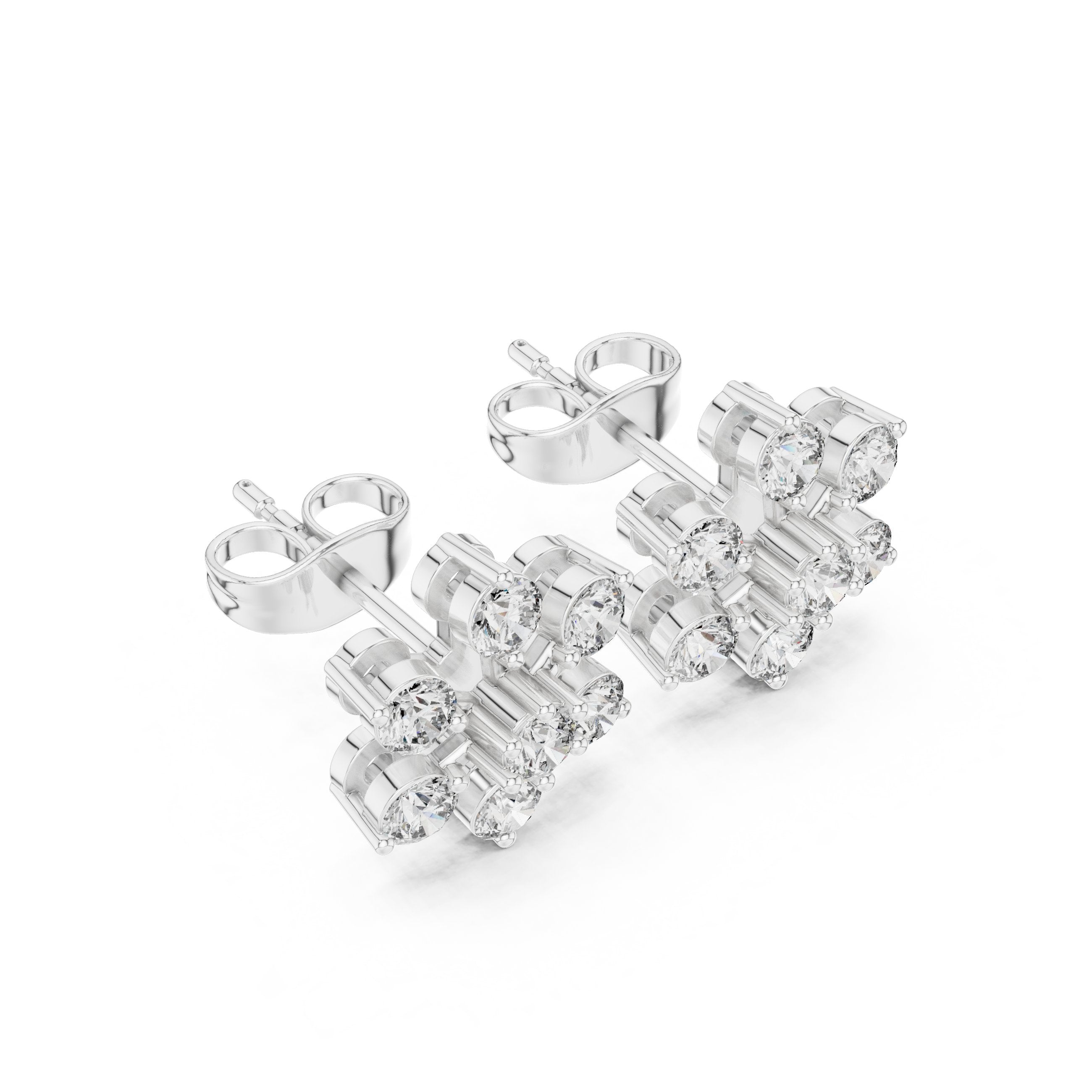 Radiant Halo Lever-Back Diamond Earrings in White Gold - VYKA Diamonds