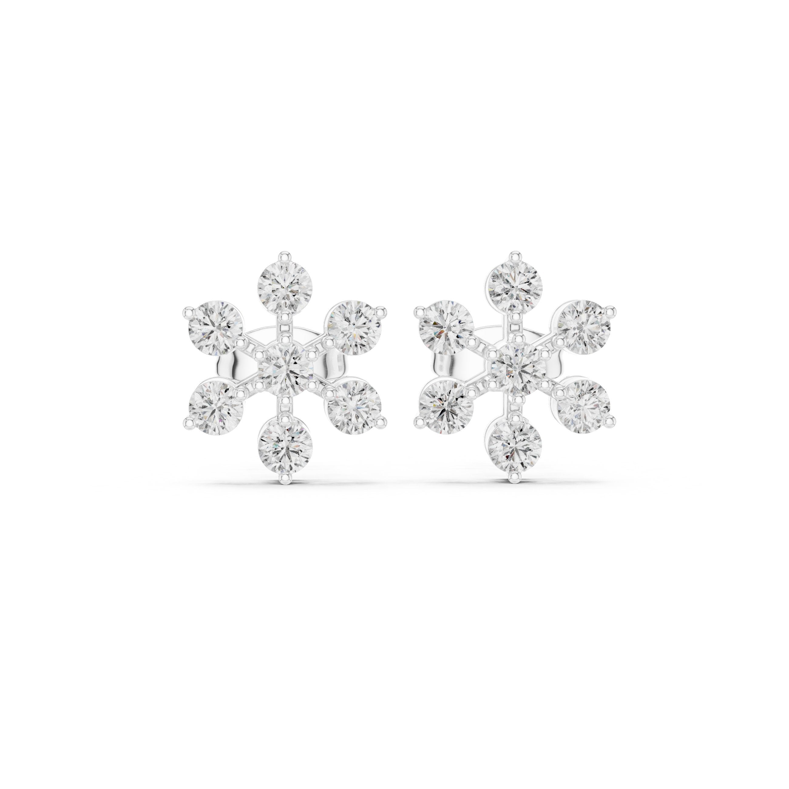 Radiant Halo Lever-Back Diamond Earrings in White Gold - VYKA Diamonds