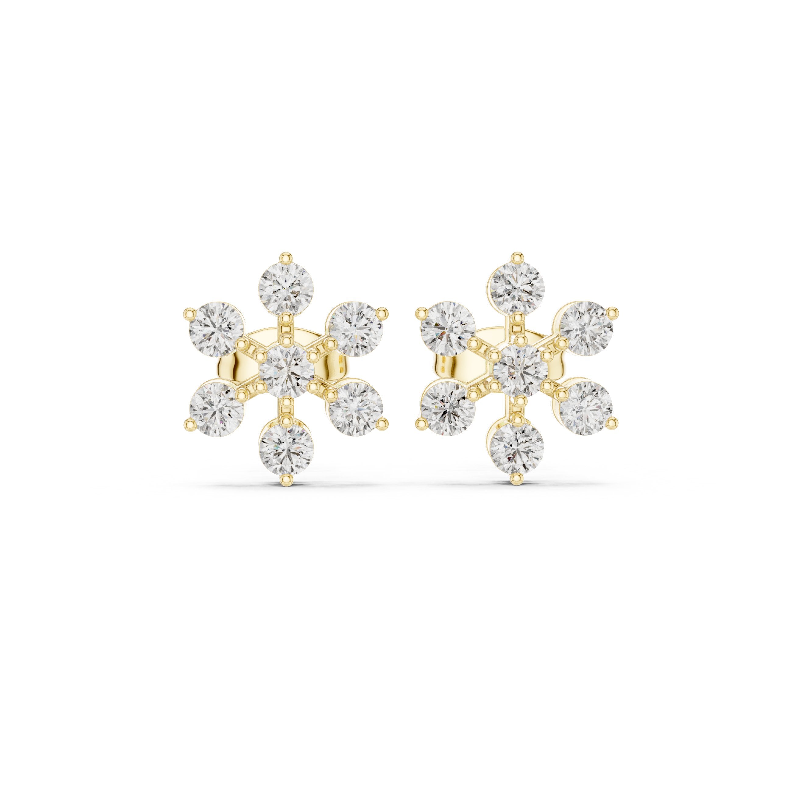 Radiant Halo Lever-Back Diamond Earrings in Yellow Gold - VYKA Diamonds