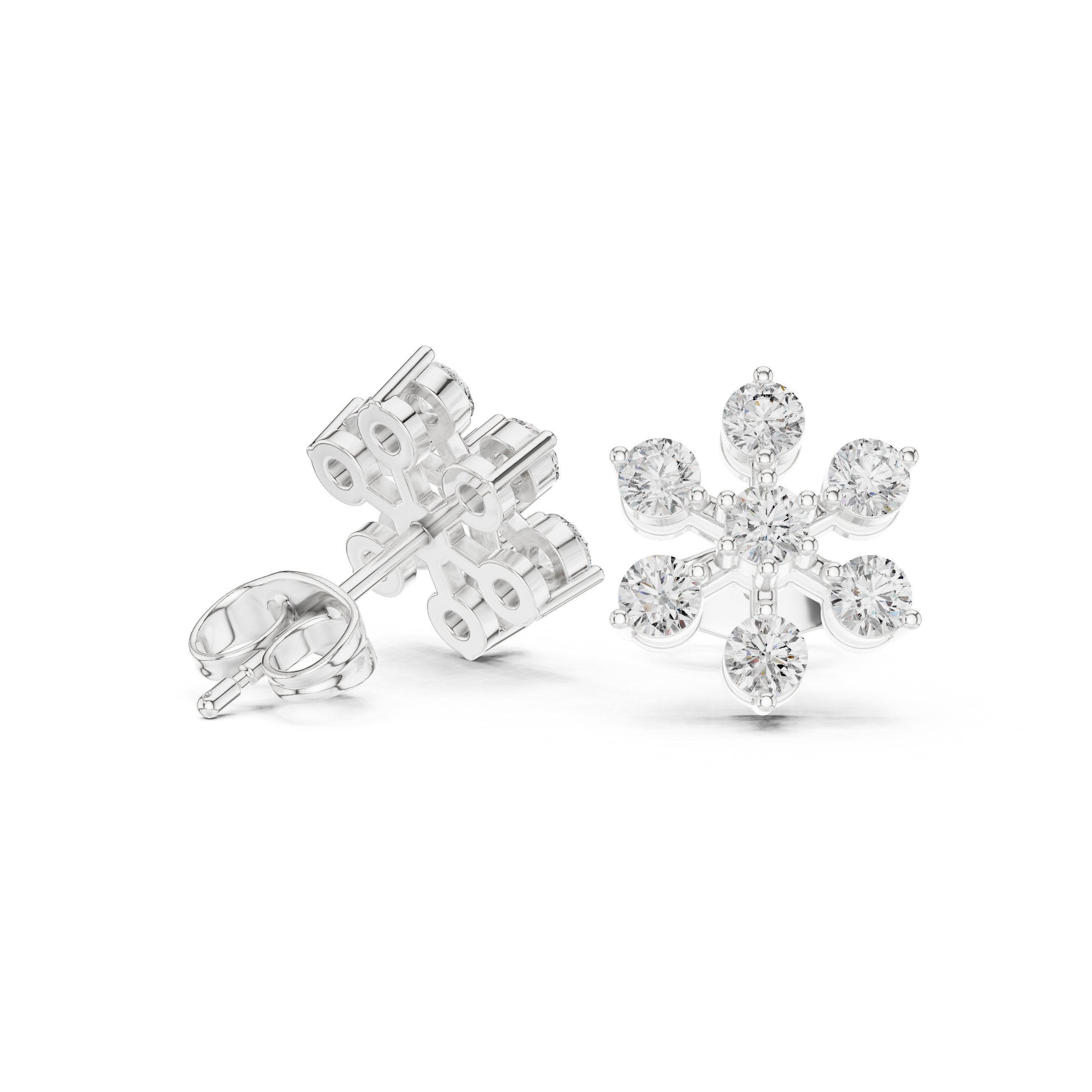 Radiant Halo Lever-Back Diamond Earrings in White Gold - VYKA Diamonds
