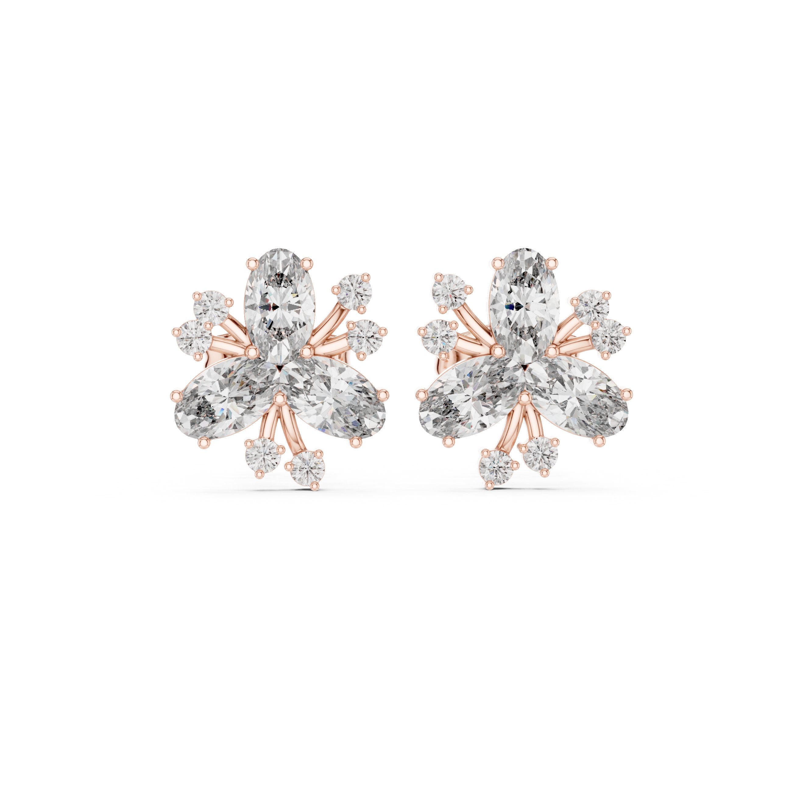 Cushion Halo Shepherd Hook Diamond Earrings in Rose Gold - VYKA Diamonds