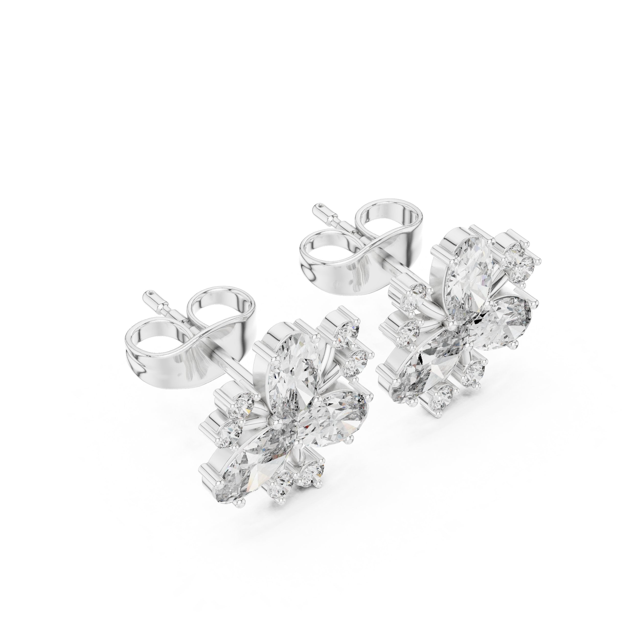Cushion Halo Shepherd Hook Diamond Earrings in White Gold - VYKA Diamonds