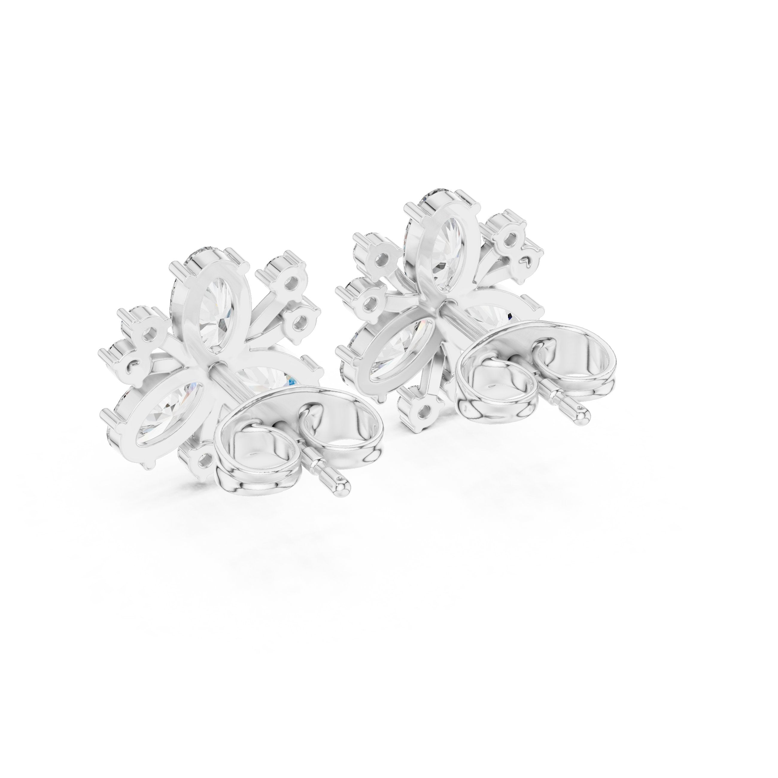 Cushion Halo Shepherd Hook Diamond Earrings in White Gold - VYKA Diamonds