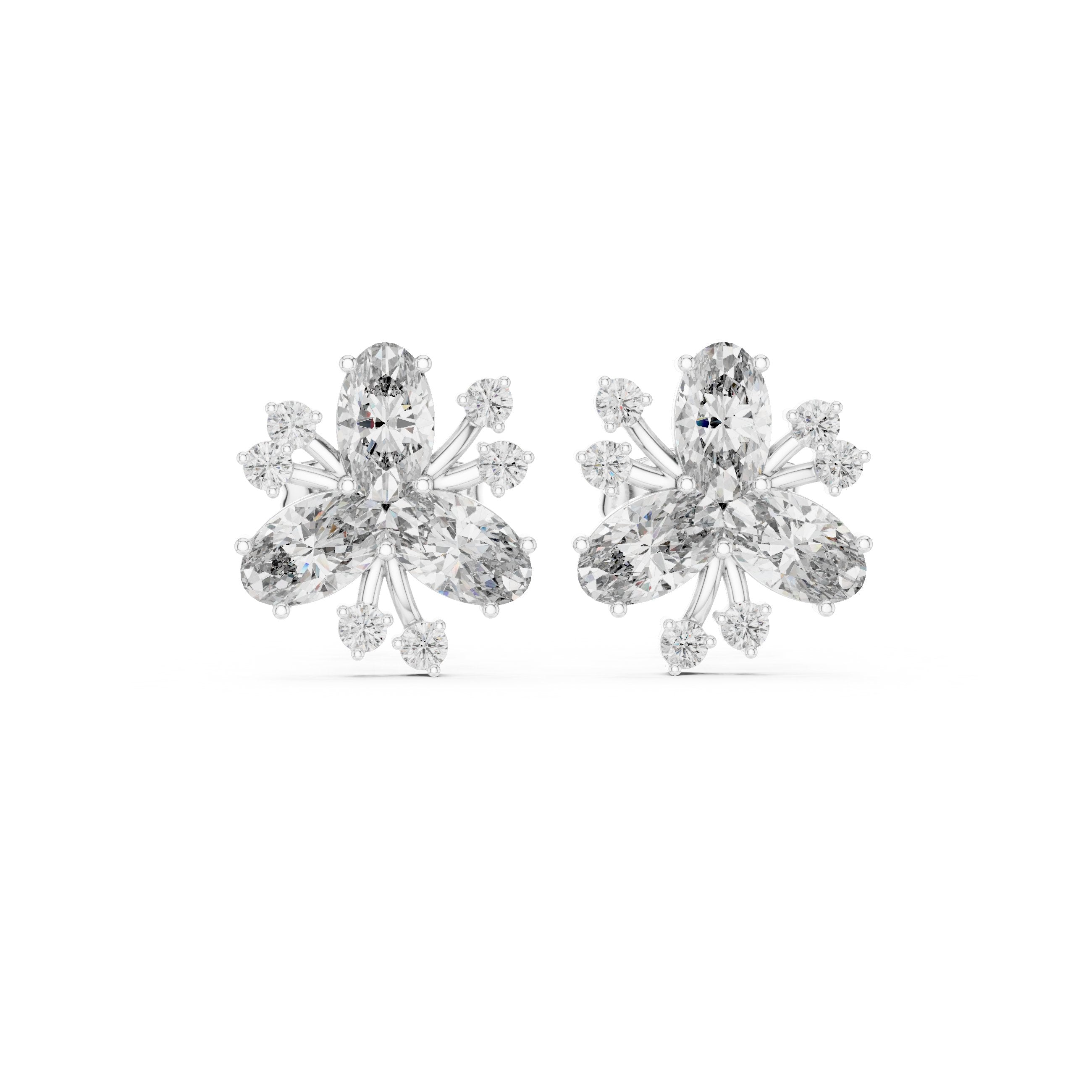 Cushion Halo Shepherd Hook Diamond Earrings in White Gold - VYKA Diamonds