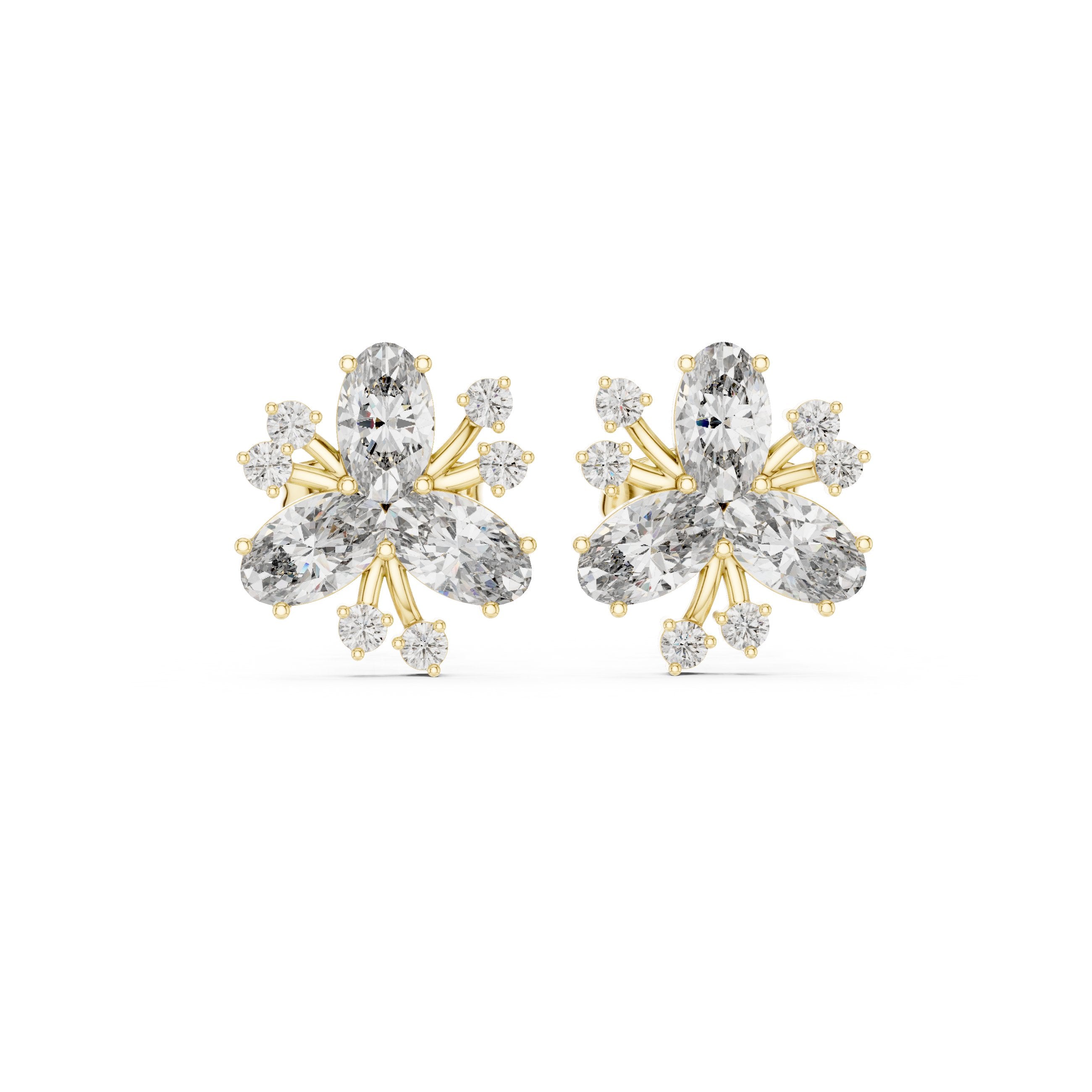 Cushion Halo Shepherd Hook Diamond Earrings in Yellow Gold - VYKA Diamonds