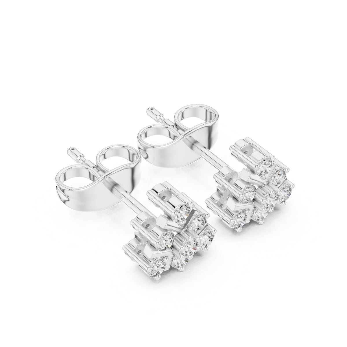 Radiant Halo Bail Diamond Stud Earrings