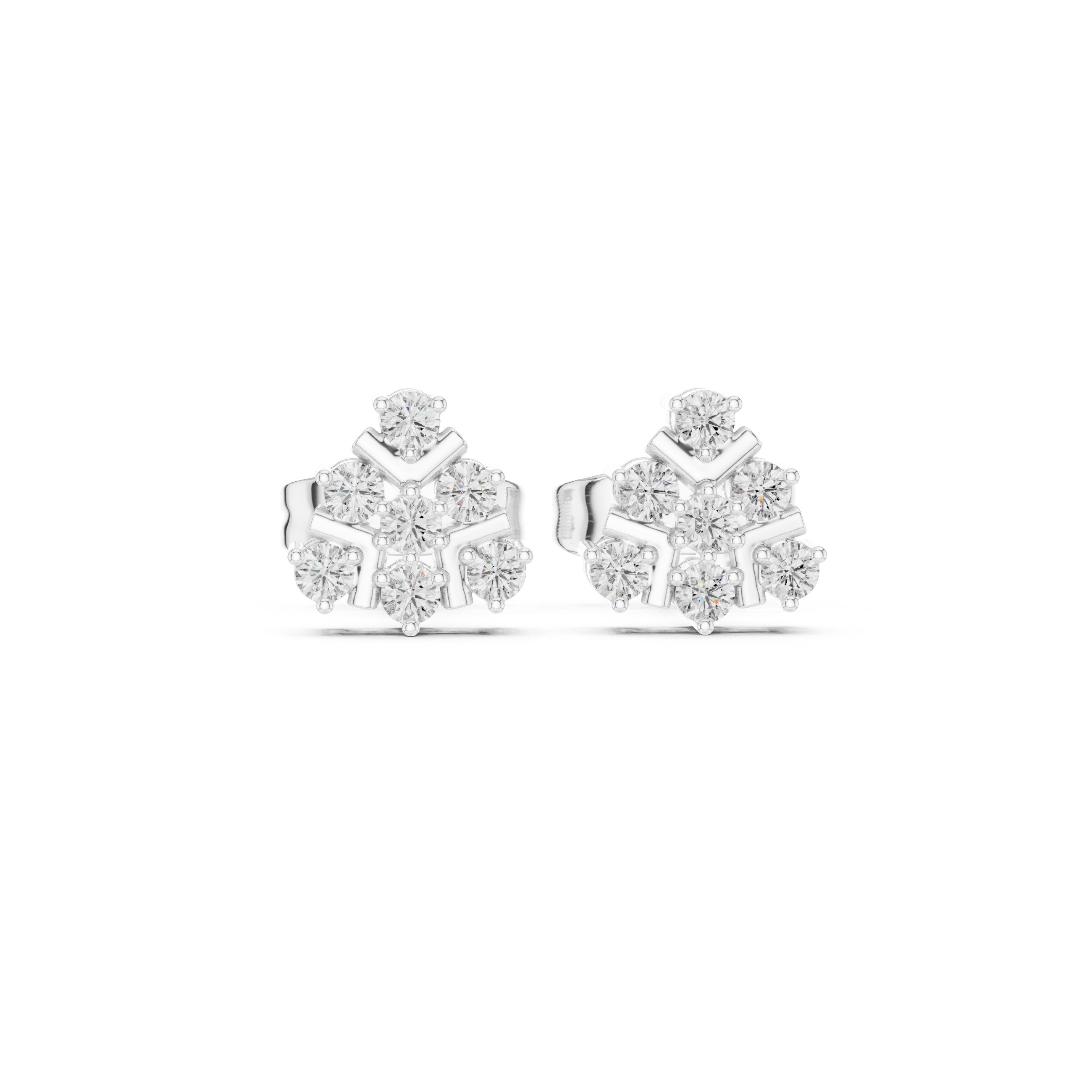 Radiant Halo Bail Diamond Stud Earrings in White Gold - VYKA Diamonds