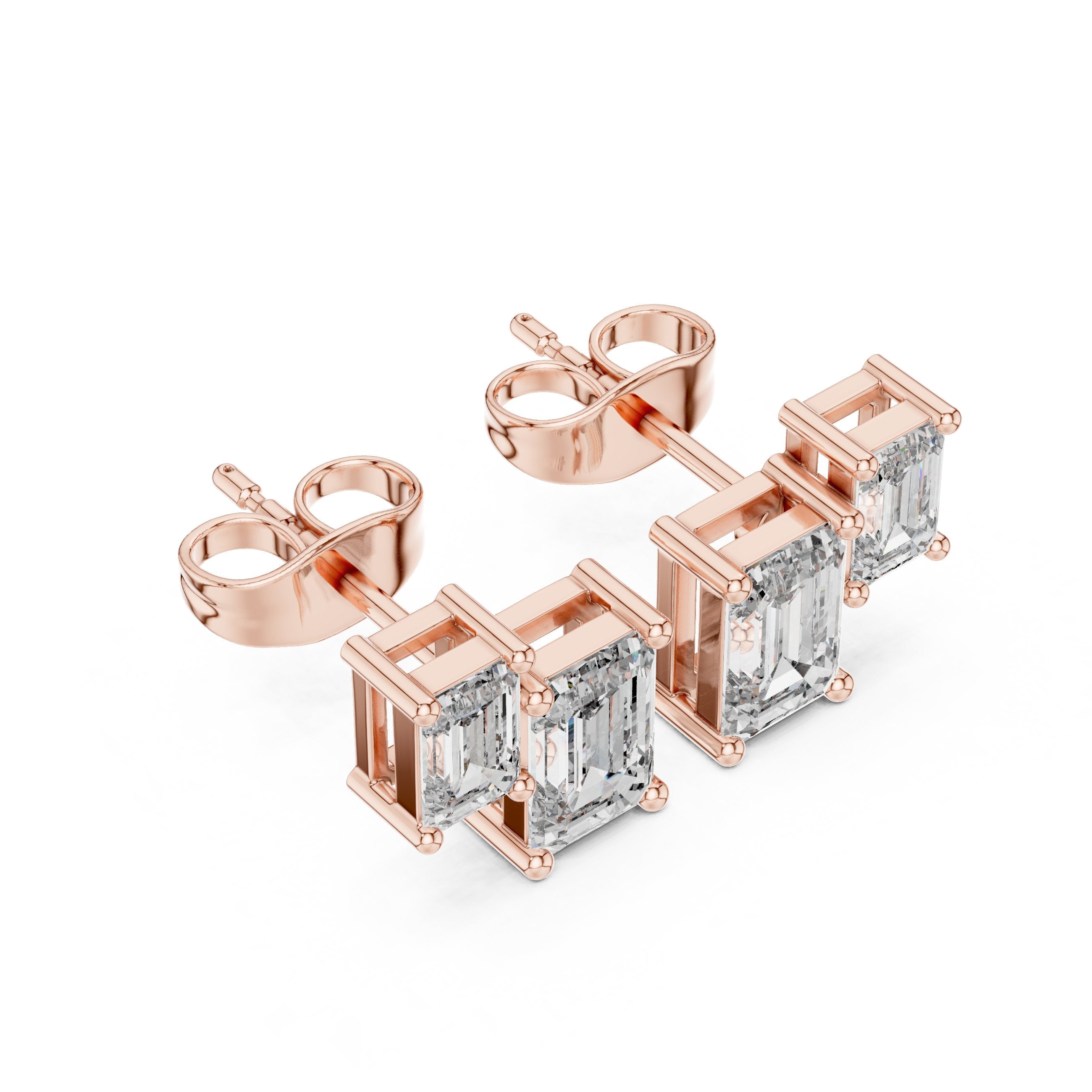 Cushion Halo Huggie Diamond Stud Earrings in Rose Gold - VYKA Diamonds