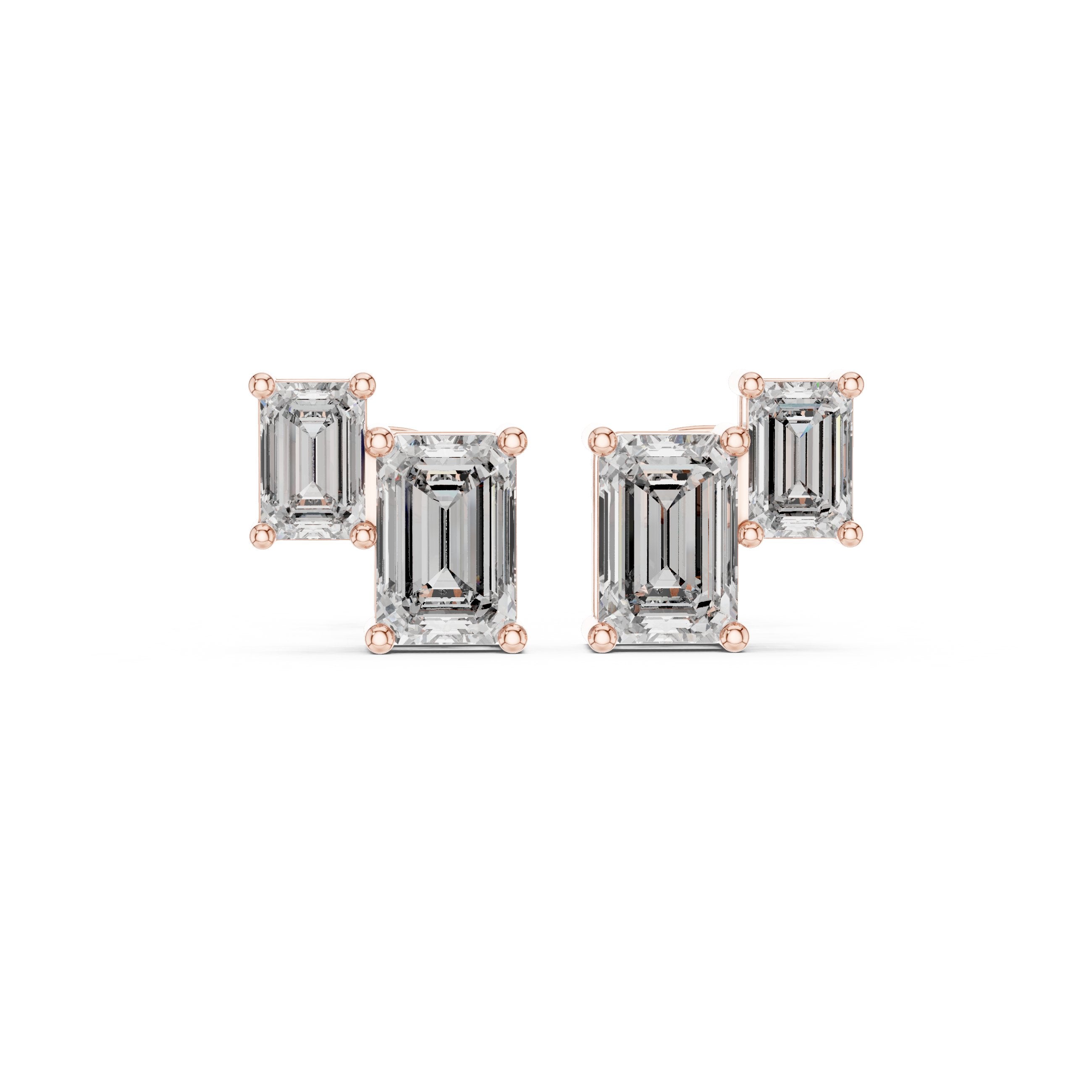 Cushion Halo Huggie Diamond Stud Earrings in Rose Gold - VYKA Diamonds