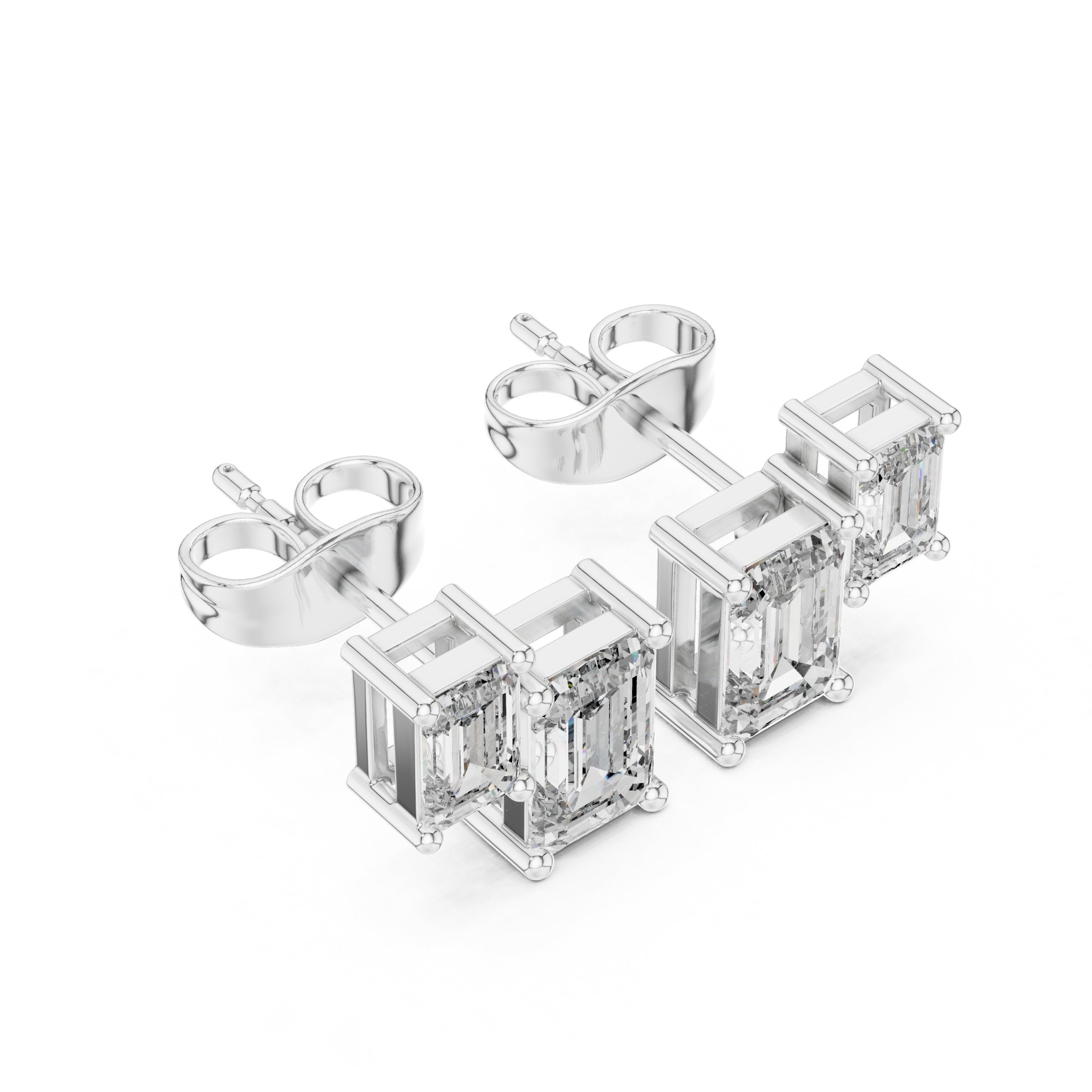 Cushion Halo Huggie Diamond Stud Earrings in White Gold - VYKA Diamonds