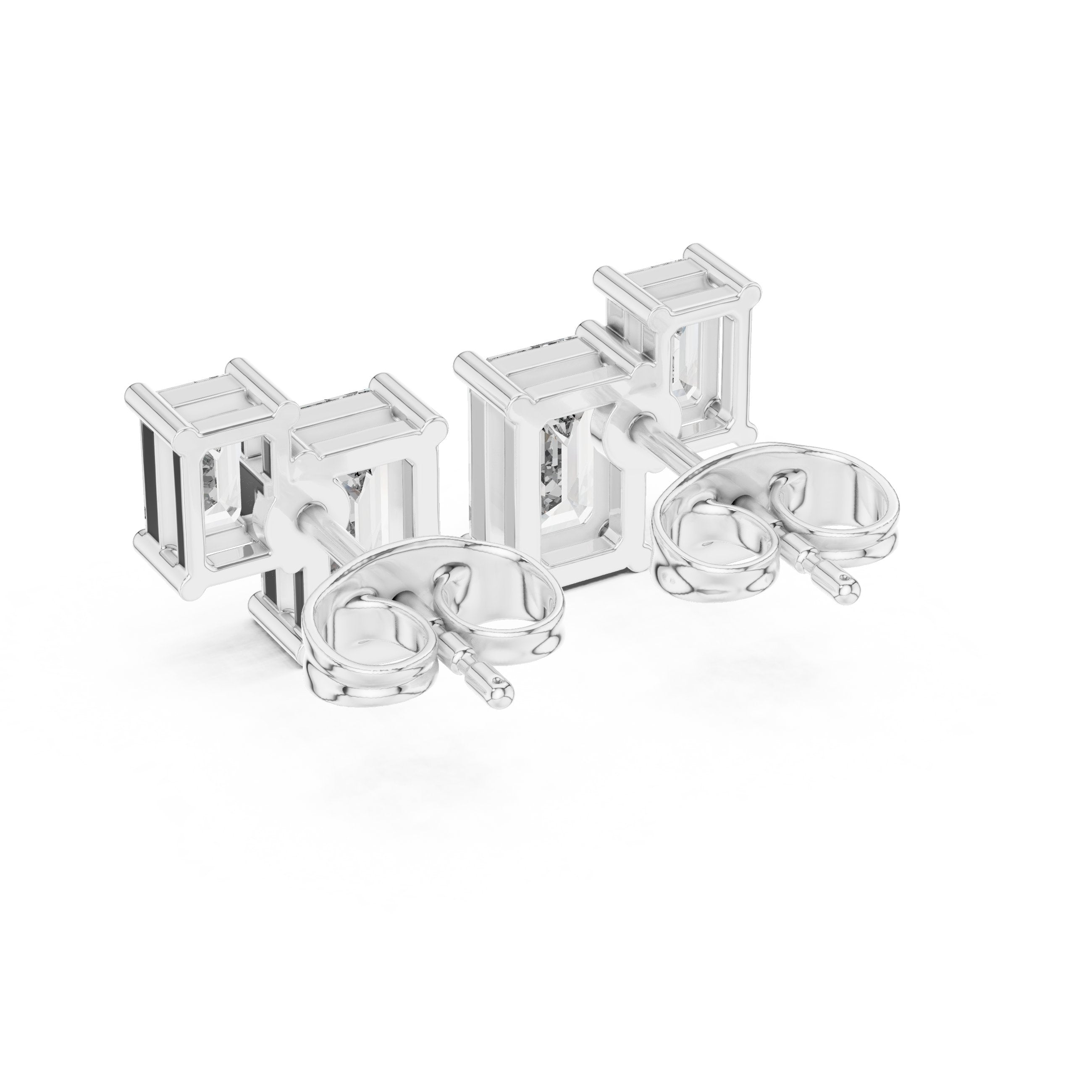Cushion Halo Huggie Diamond Stud Earrings in White Gold - VYKA Diamonds