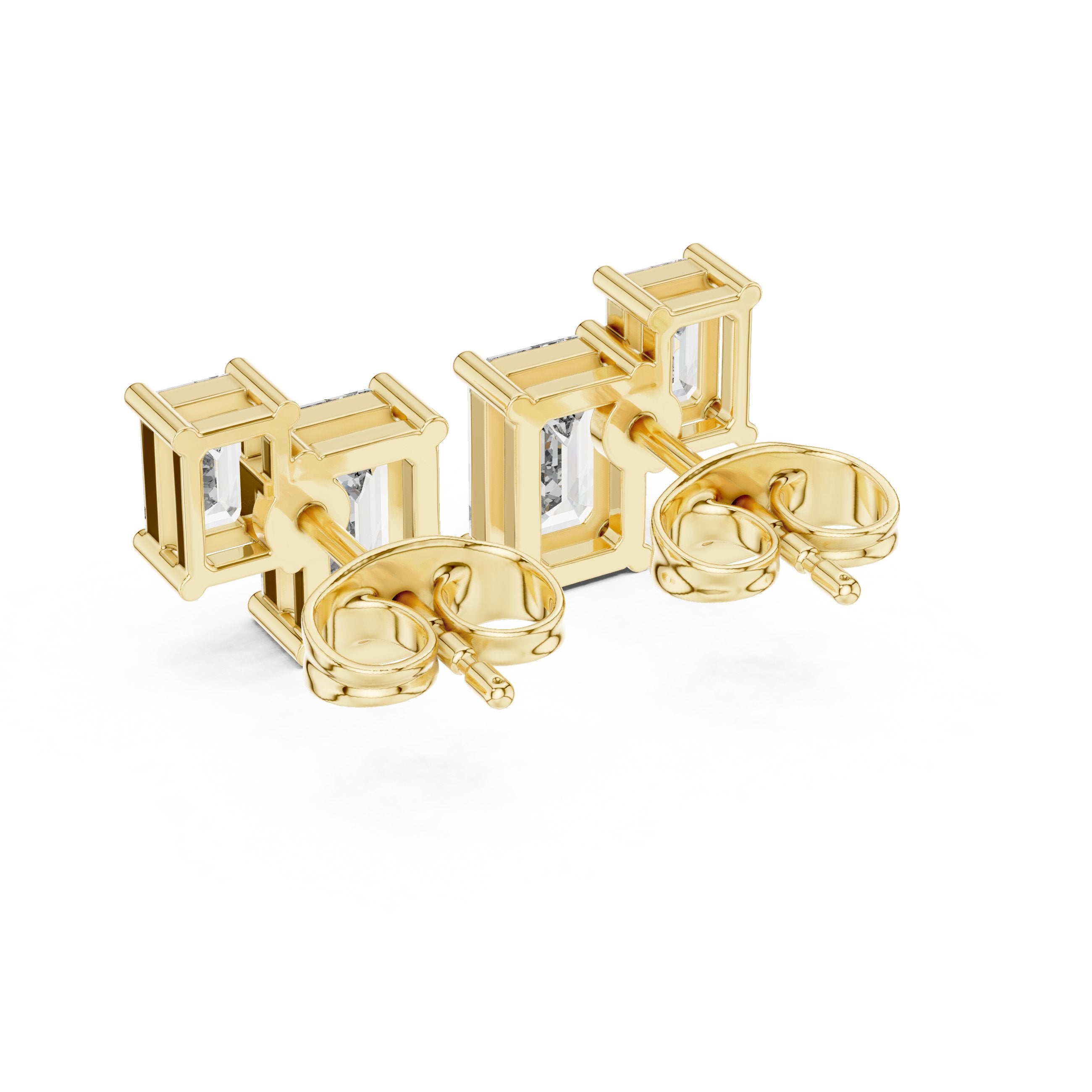 Cushion Halo Huggie Diamond Stud Earrings in Yellow Gold - VYKA Diamonds