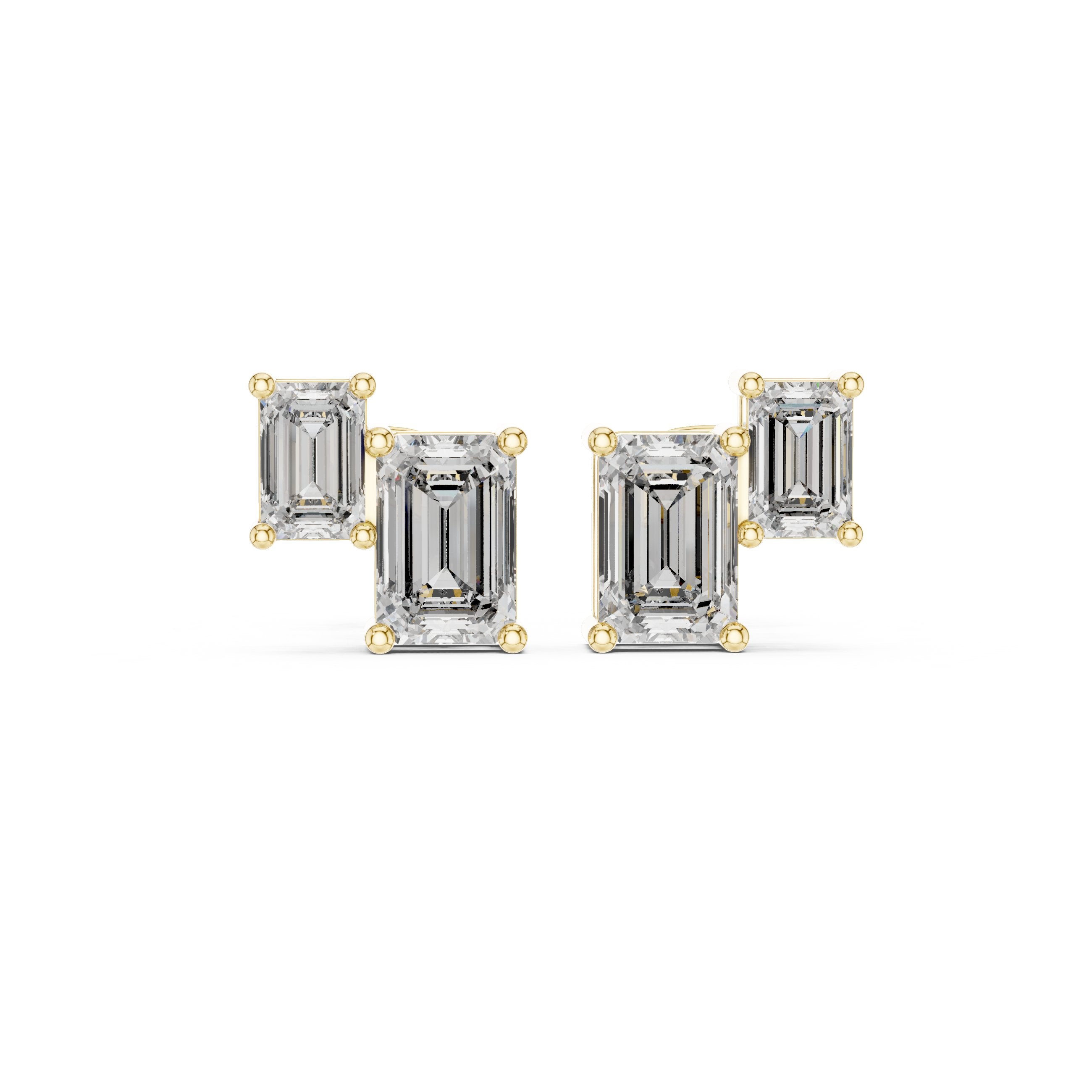 Cushion Halo Huggie Diamond Stud Earrings in Yellow Gold - VYKA Diamonds