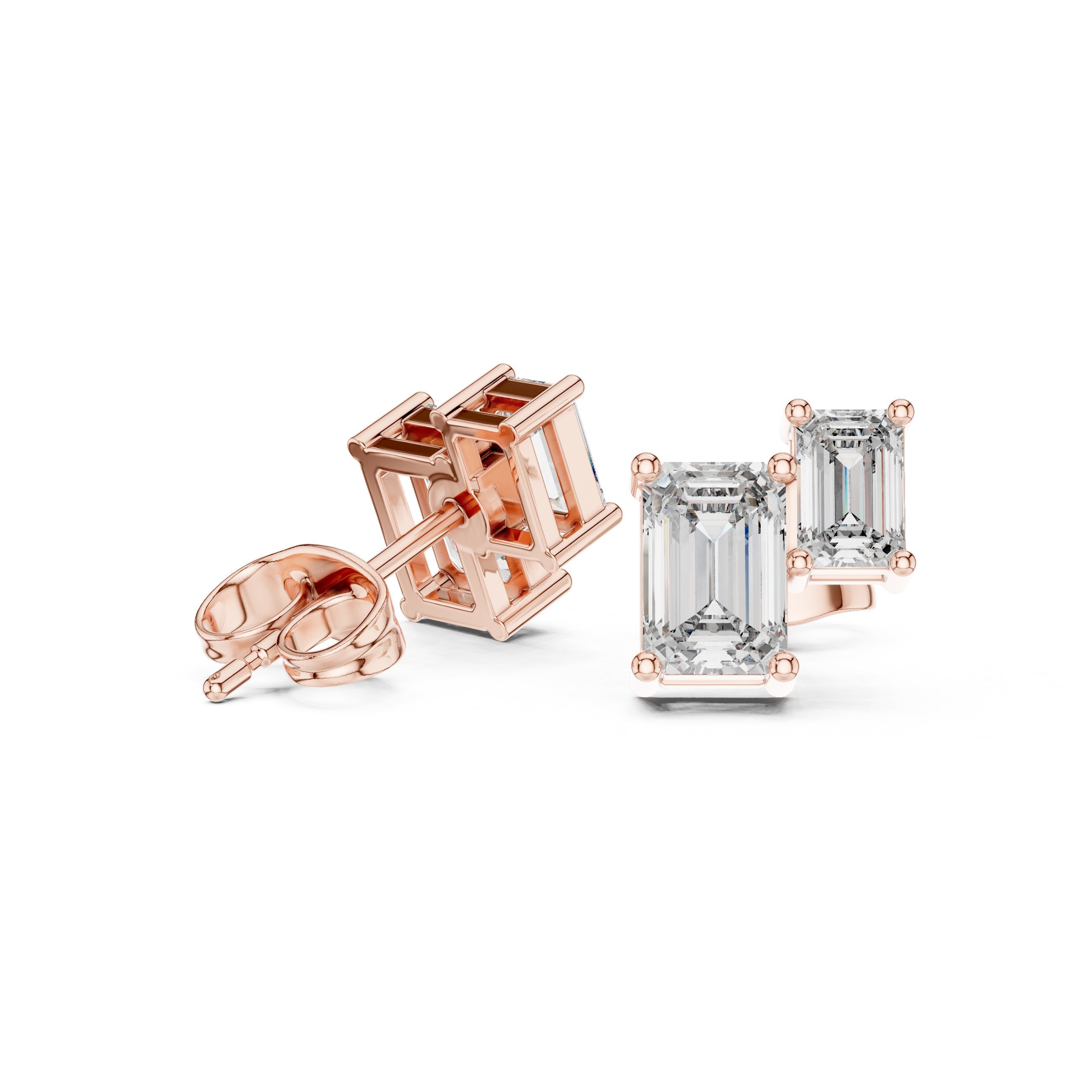 Cushion Halo Huggie Diamond Stud Earrings in Rose Gold - VYKA Diamonds