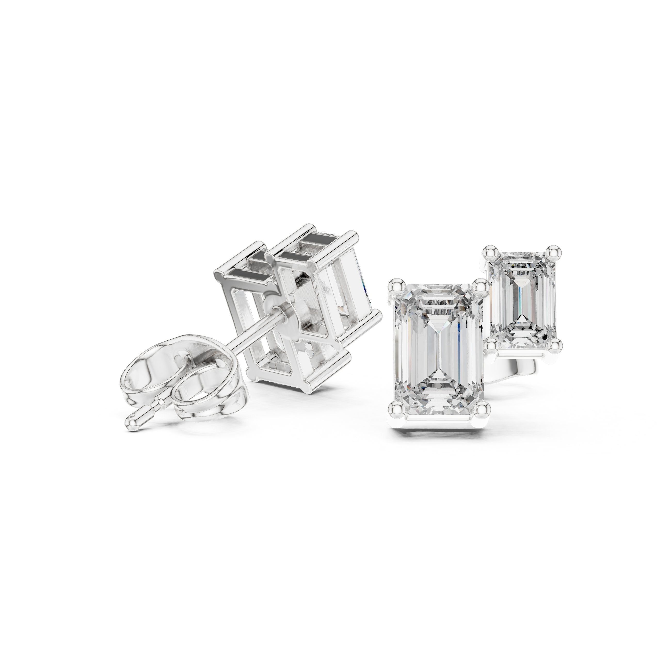 Cushion Halo Huggie Diamond Stud Earrings in White Gold - VYKA Diamonds