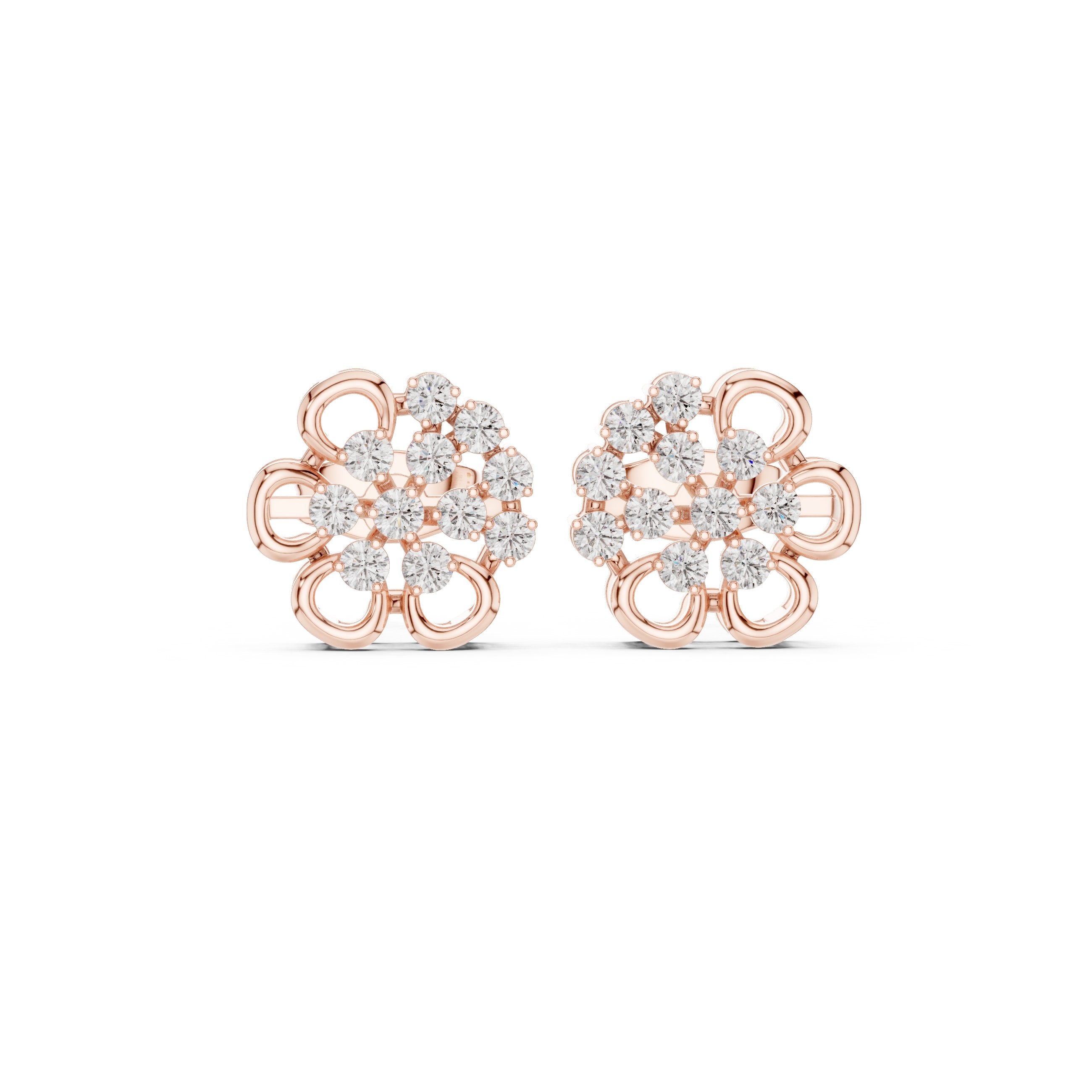 Radiant Double Halo Diamond Stud Earrings in Rose Gold - VYKA Diamonds
