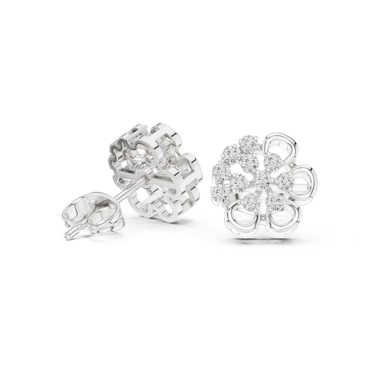 Radiant Double Halo Diamond Stud Earrings