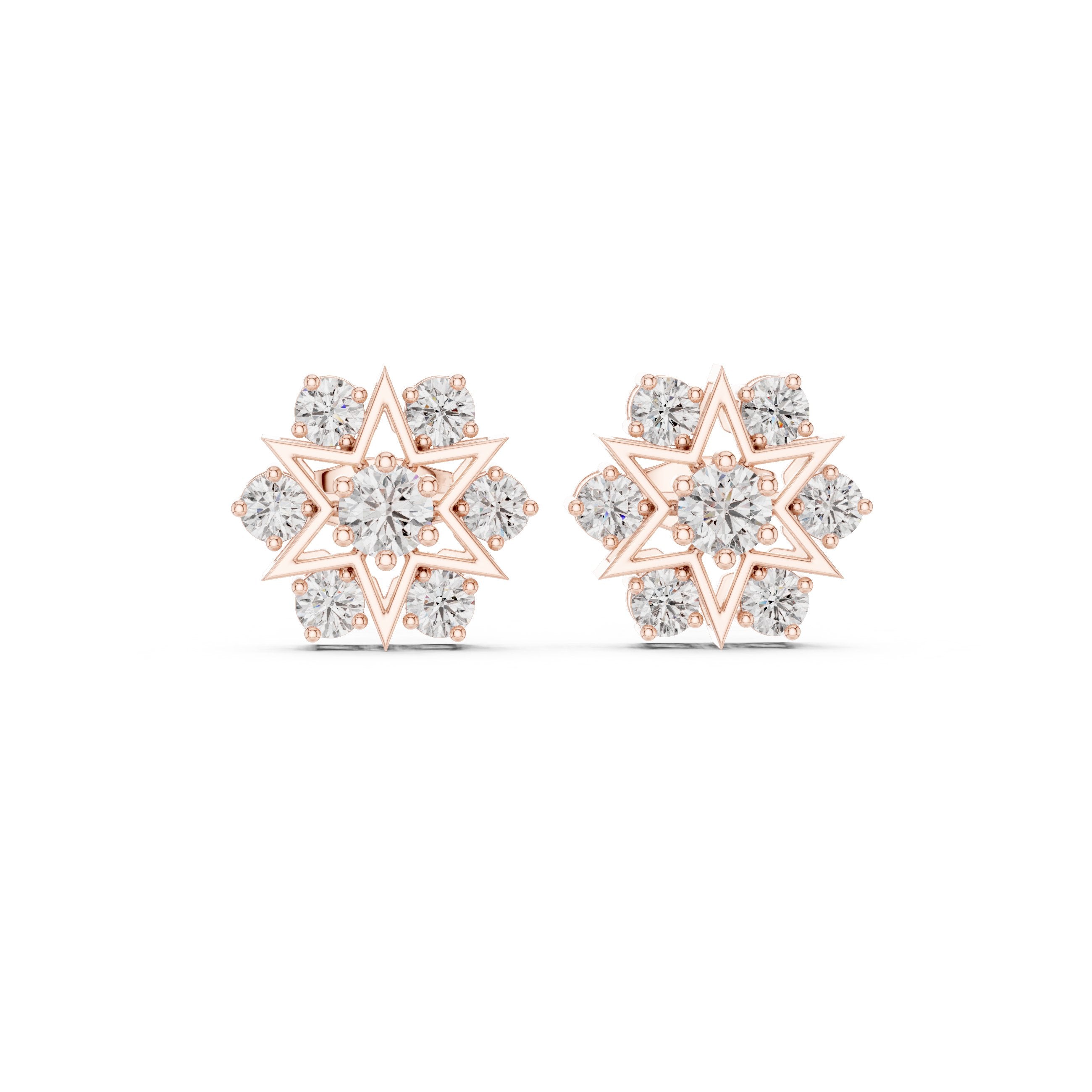 Cushion Twisted Bail Diamond Stud Earrings in Rose Gold - VYKA Diamonds
