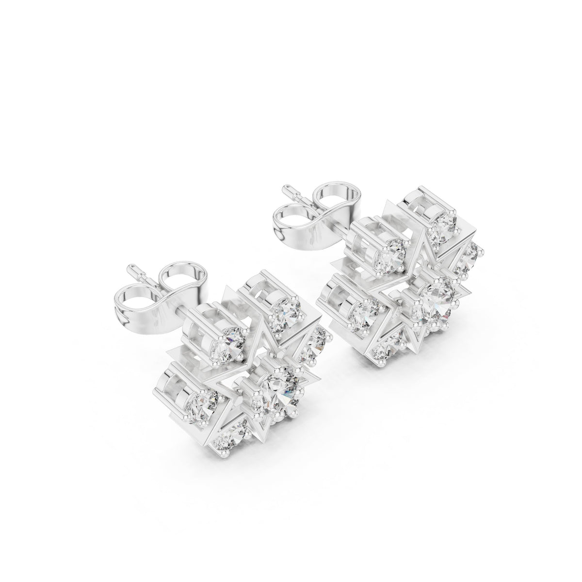 Cushion Twisted Bail Diamond Stud Earrings
