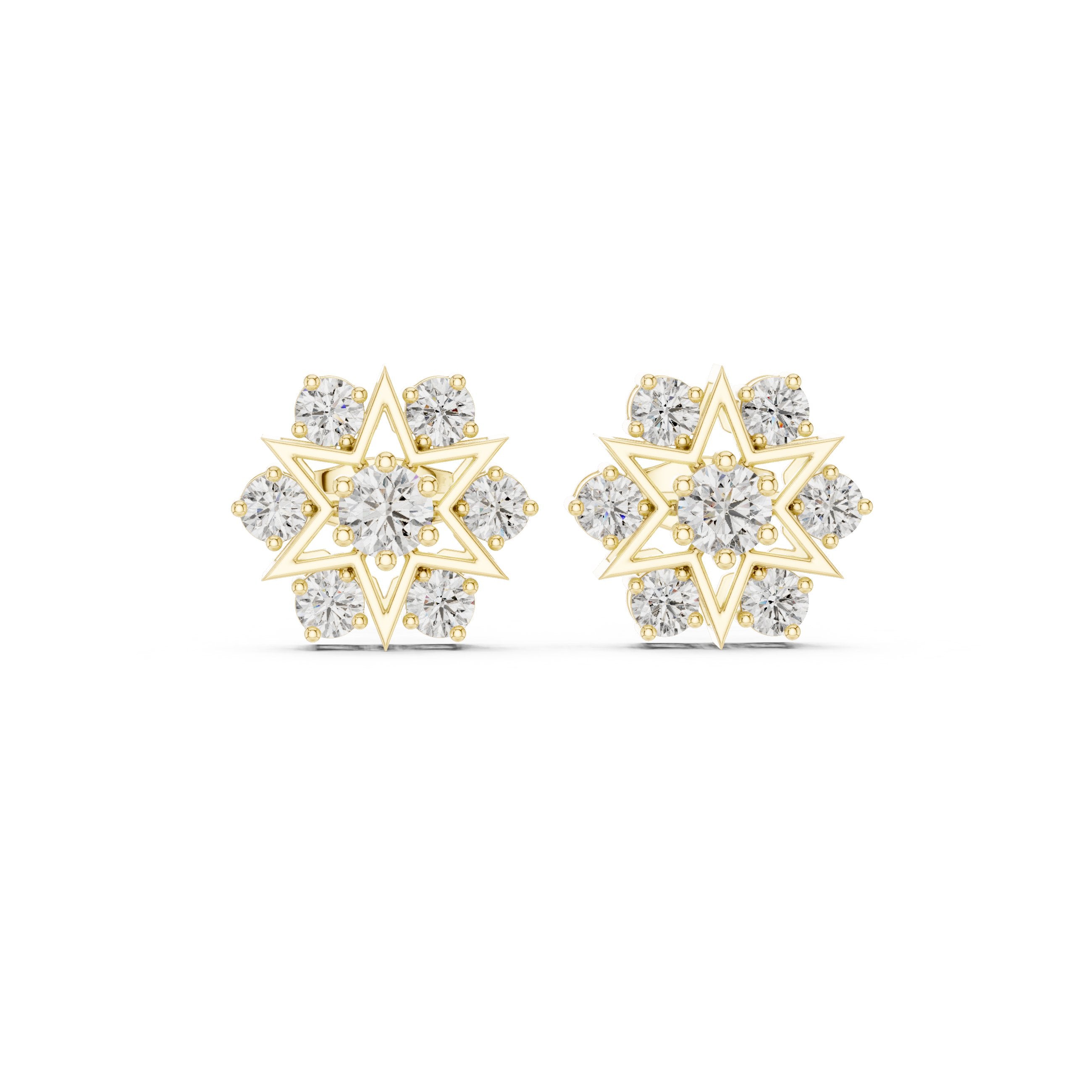 Cushion Twisted Bail Diamond Stud Earrings in Yellow Gold - VYKA Diamonds