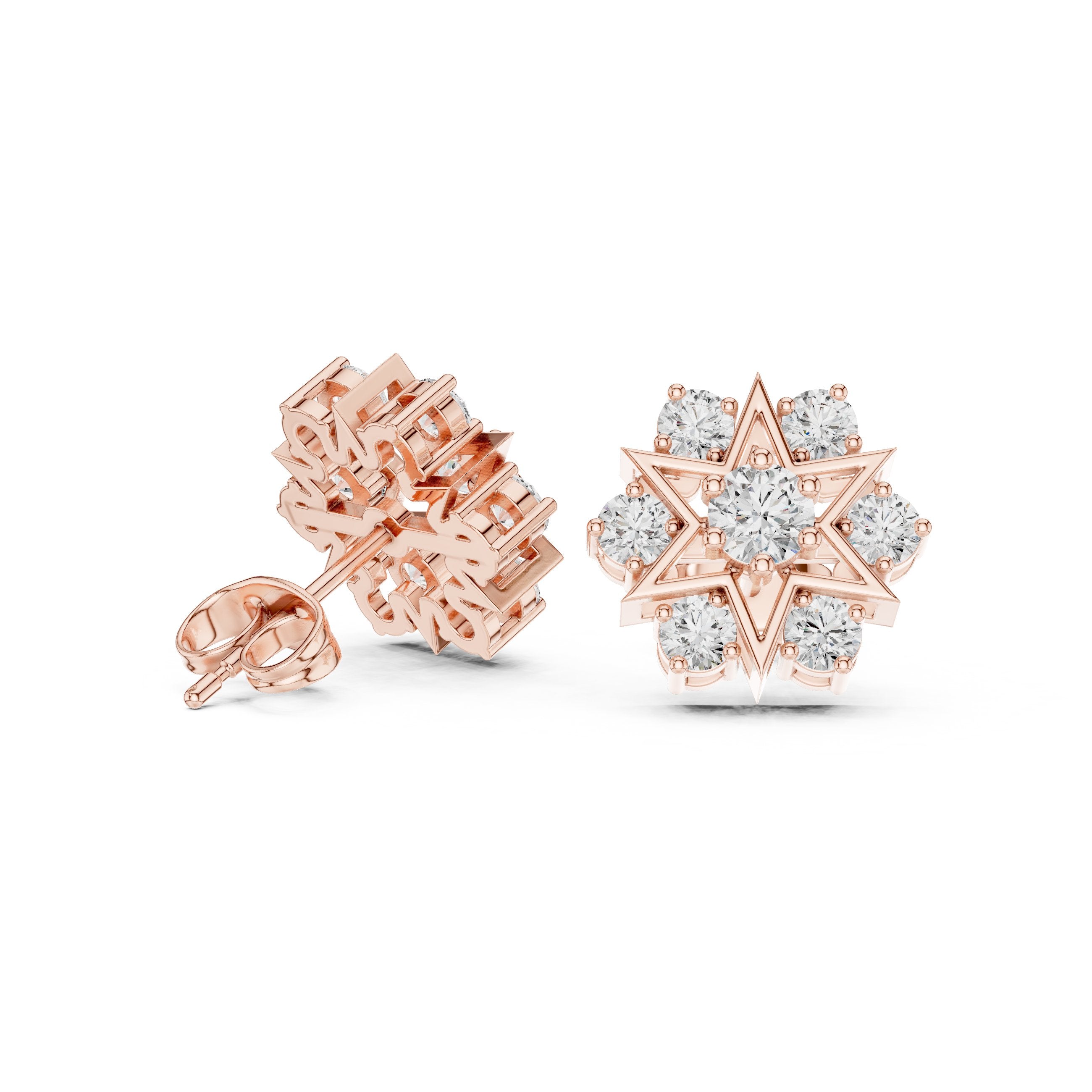 Cushion Twisted Bail Diamond Stud Earrings in Rose Gold - VYKA Diamonds