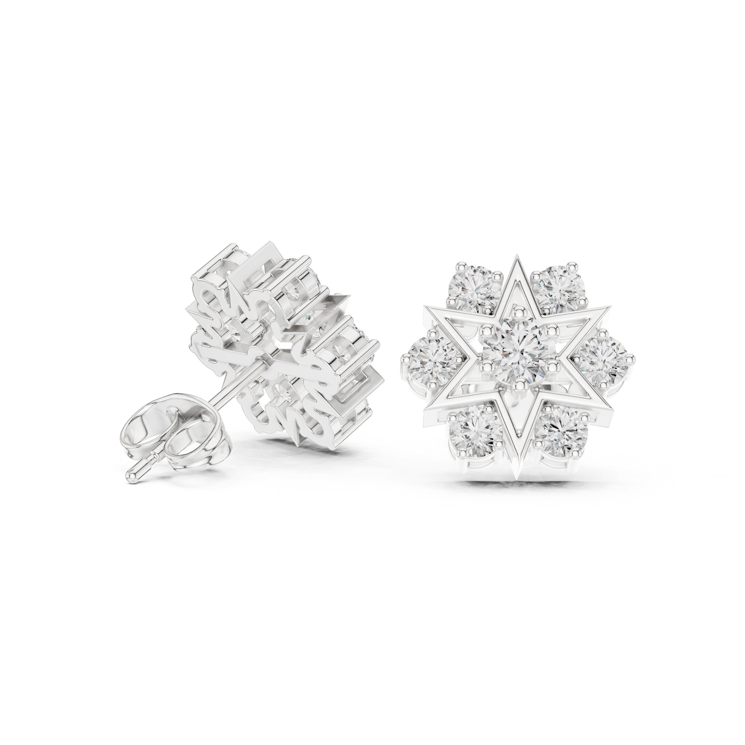 Cushion Twisted Bail Diamond Stud Earrings in White Gold - VYKA Diamonds