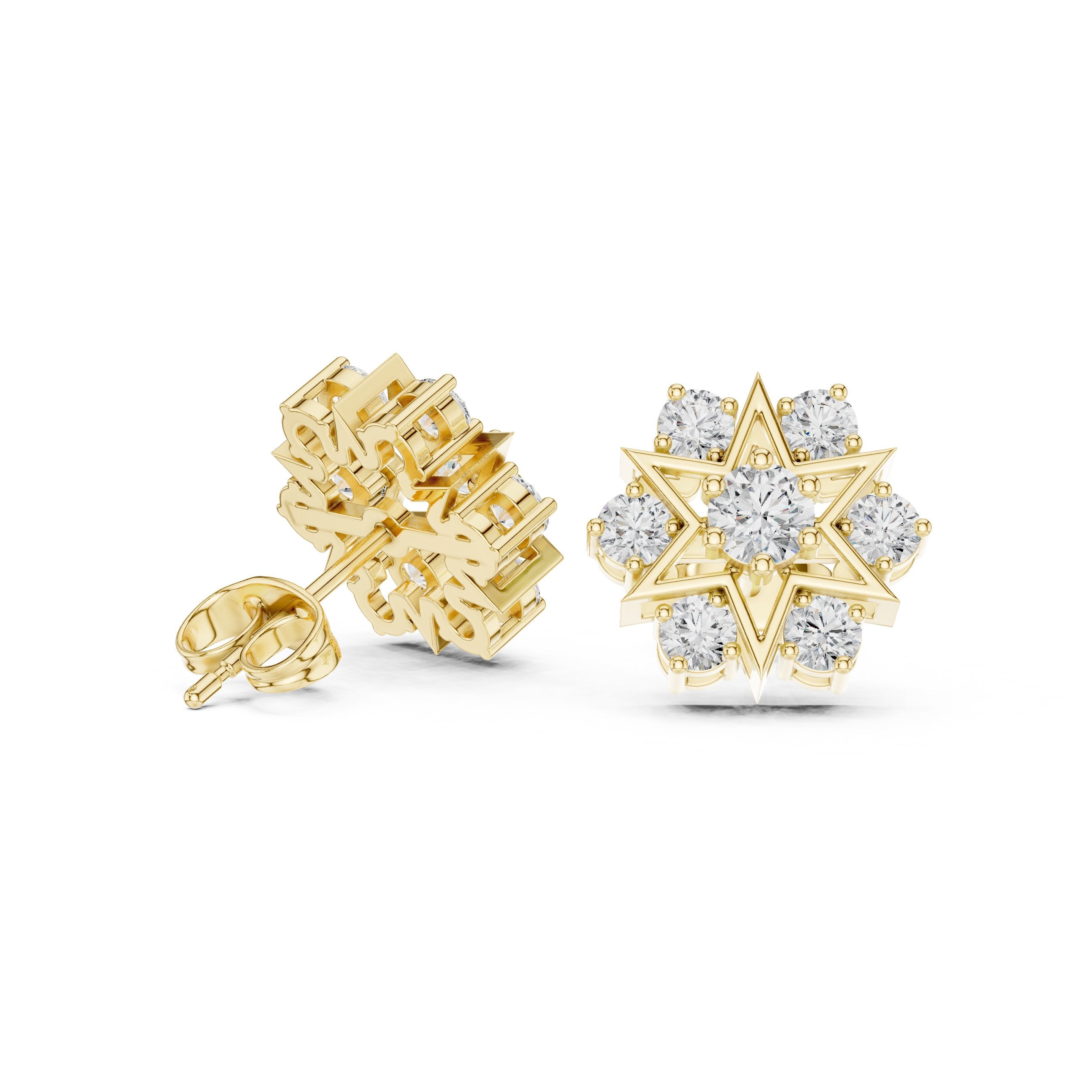 Cushion Twisted Bail Diamond Stud Earrings in Yellow Gold - VYKA Diamonds